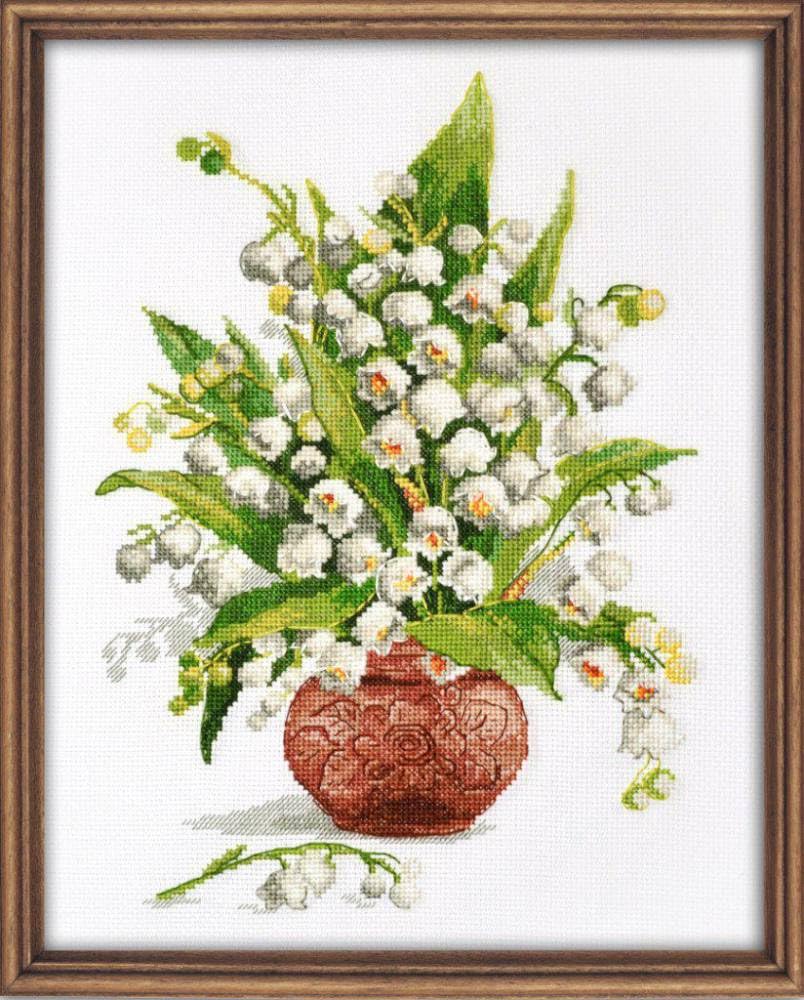 Oven Green Or Brown Cross Stitch Kit - Lily Of The Valley Forest Pearls