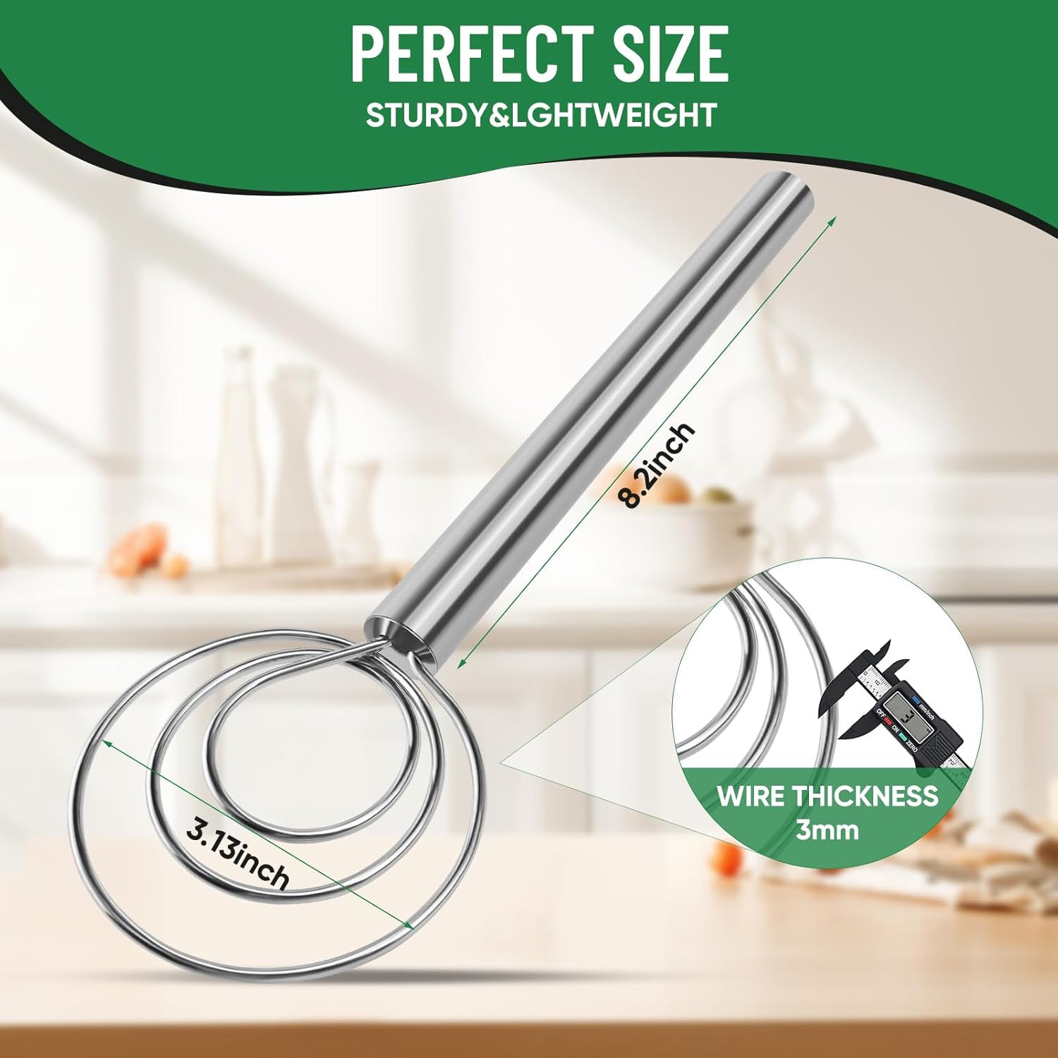 Danish Dough Whisk Stainless Steel Hook Dutch Bread Mixer Hand Tool for Sourdough Baking Making Blending Pastry Pizza - Image 3
