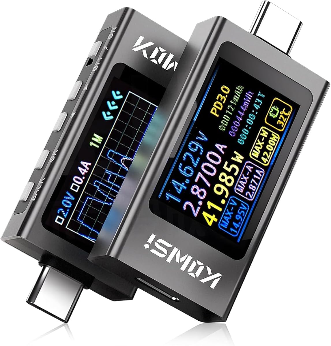 USB C Tester USB C Power Meter Tester,Digital Multimeter with LCD Display,Digital Voltmeter Type C Voltage and Current Tester Fast Charging PD3.1 Protocol Testing,240W/40V/12A Capacity