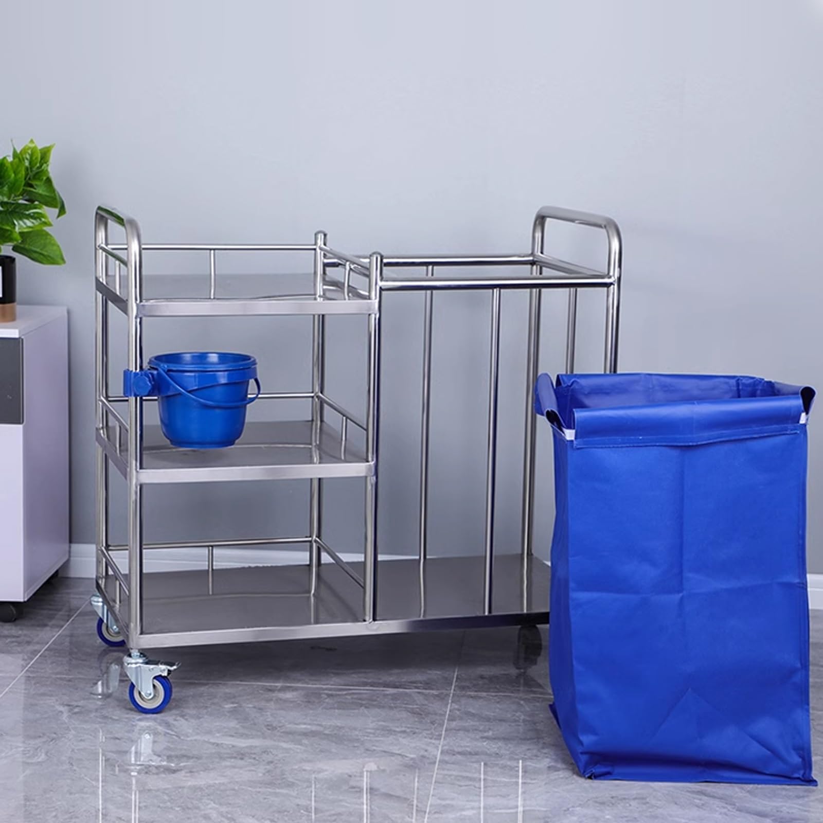 Carrello Pulizie Professionali Carrello Pulizie Hotel Trasporto Biancheria Pulita Servizio Lavanderia Albergo Hotel Ospedale Case di Cura e Riposo(90 * 45 * 86cm)