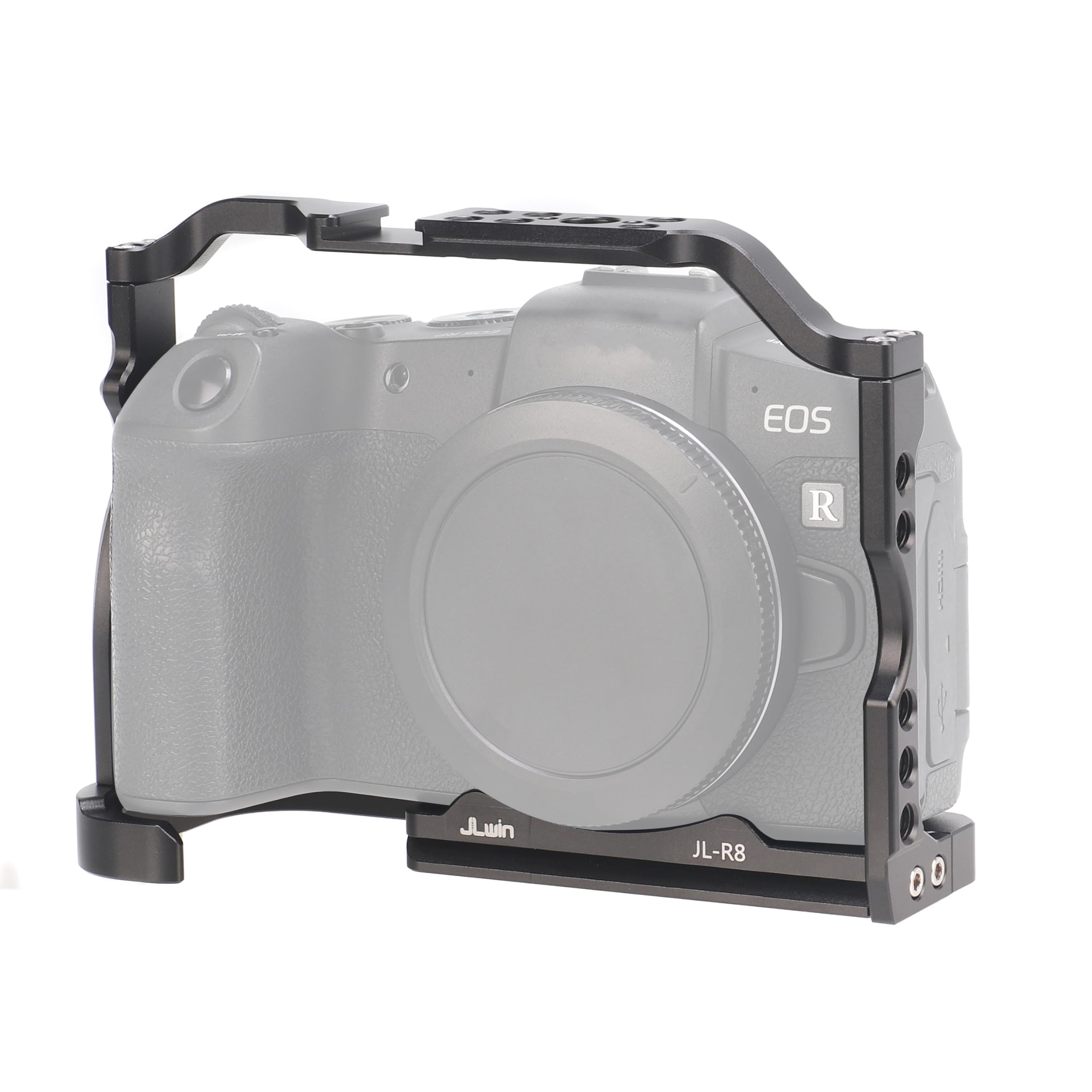 FOTGA Cage et poignée supérieure pour appareil photo Canon EOS R8 & EOS RP, alliage d'aluminium, caméra de vlogging vidéo, avec plaque de dégagement rapide pour chaussures froides pour Arca Swiss