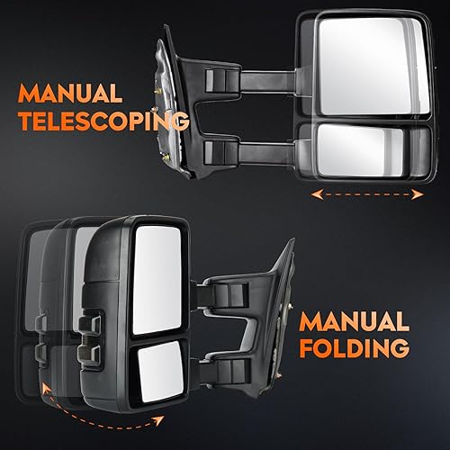 Miniatura 4 de Youxmoto Espejos de remolque aptos para Ford 1999-2016 para F250 F350 F450 F550 Super Duty Pickup, telescopio manual/plegable; vidrio ajustable