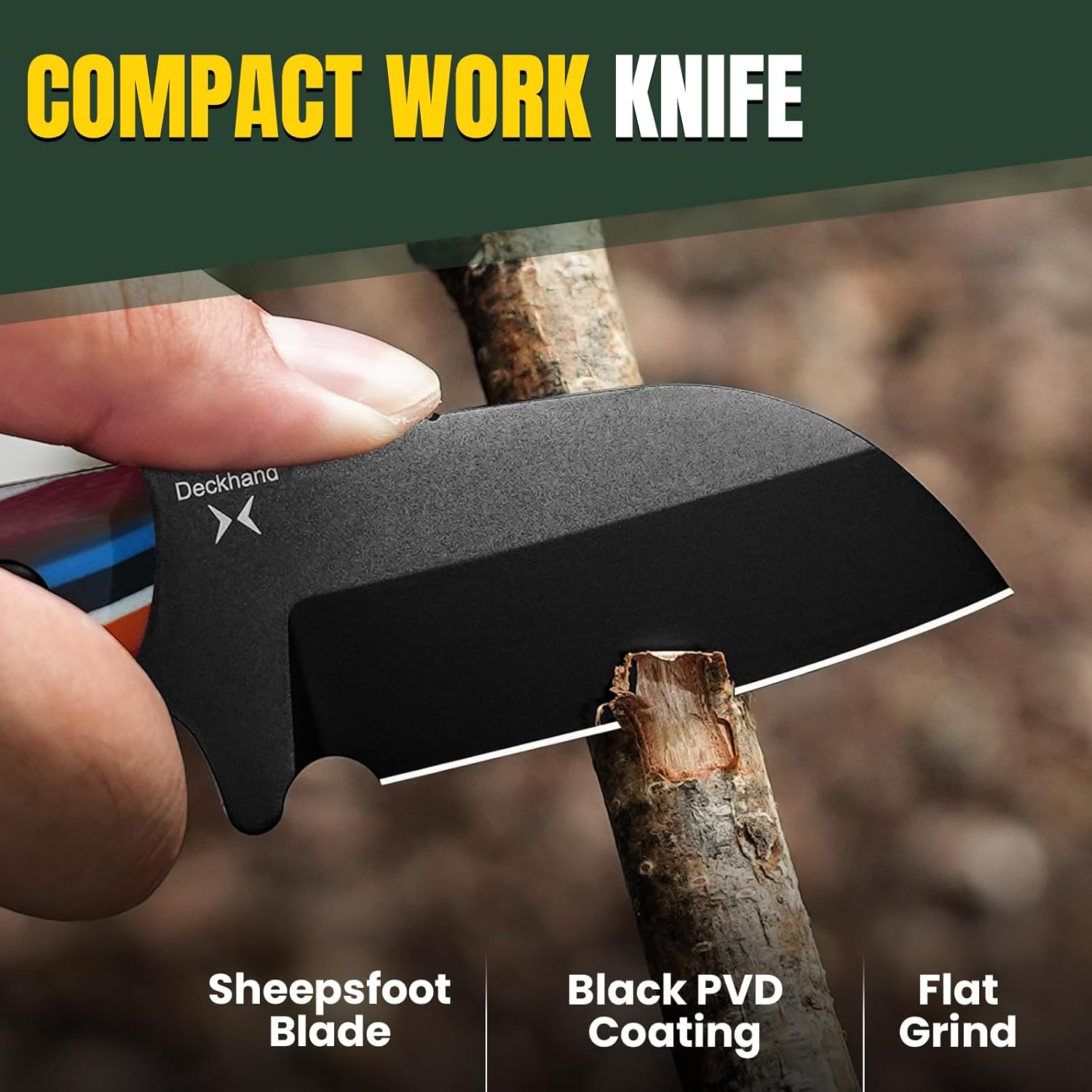 Kizer Deckhand Fixed Blade Knife with Sheath, D2 Blade Camping Knife G10 Handle, Fixed Blade EDC Knives for Men Women, Outdoor Hunting Hiking Survival Knives 1062M3