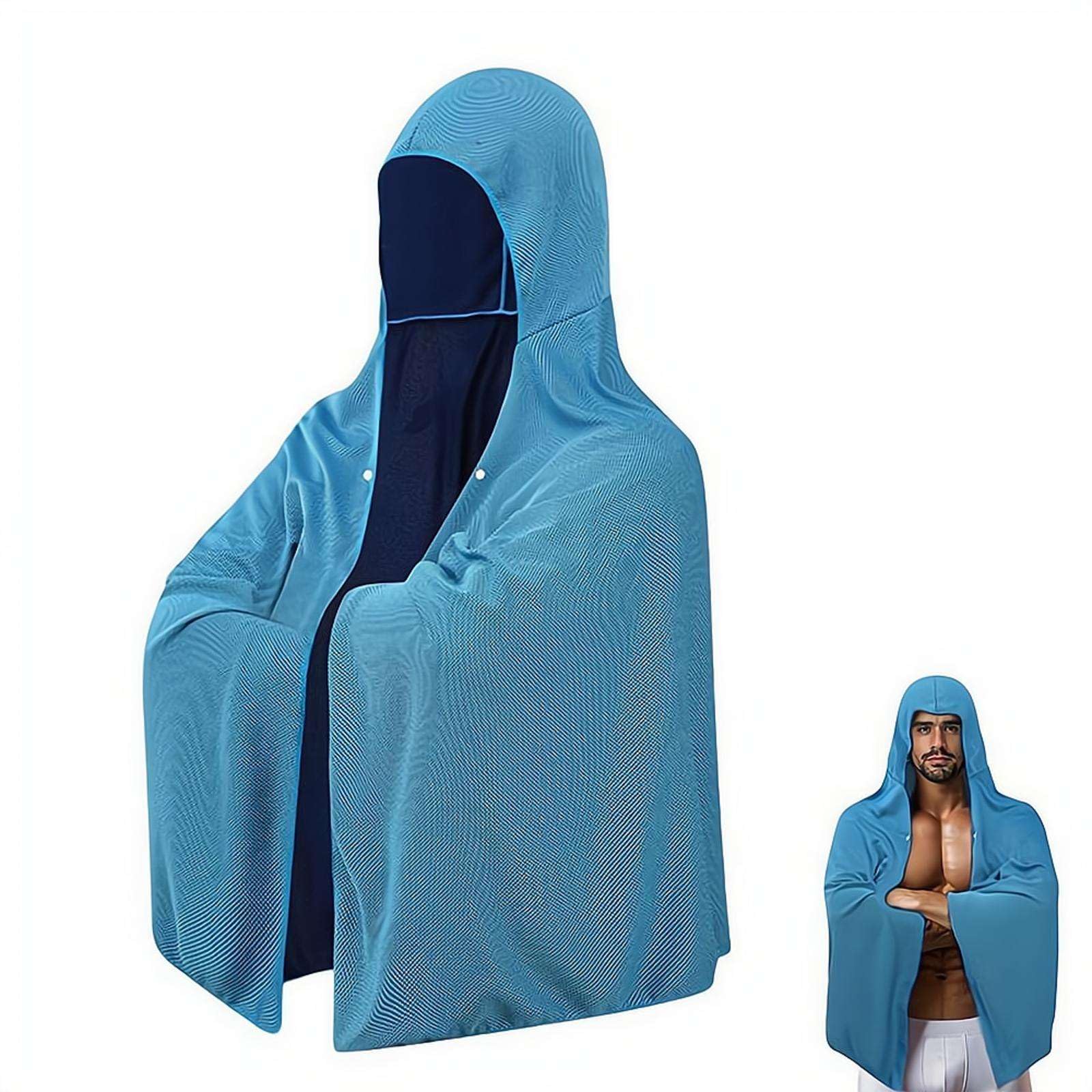 Cooling Hoodie Towel, Instant Cooling Towels for Hot Weather, Sun Protection Quick Drying Cool Poncho Lightweight Hooded Cloak for Outdoor Sports Camping Work