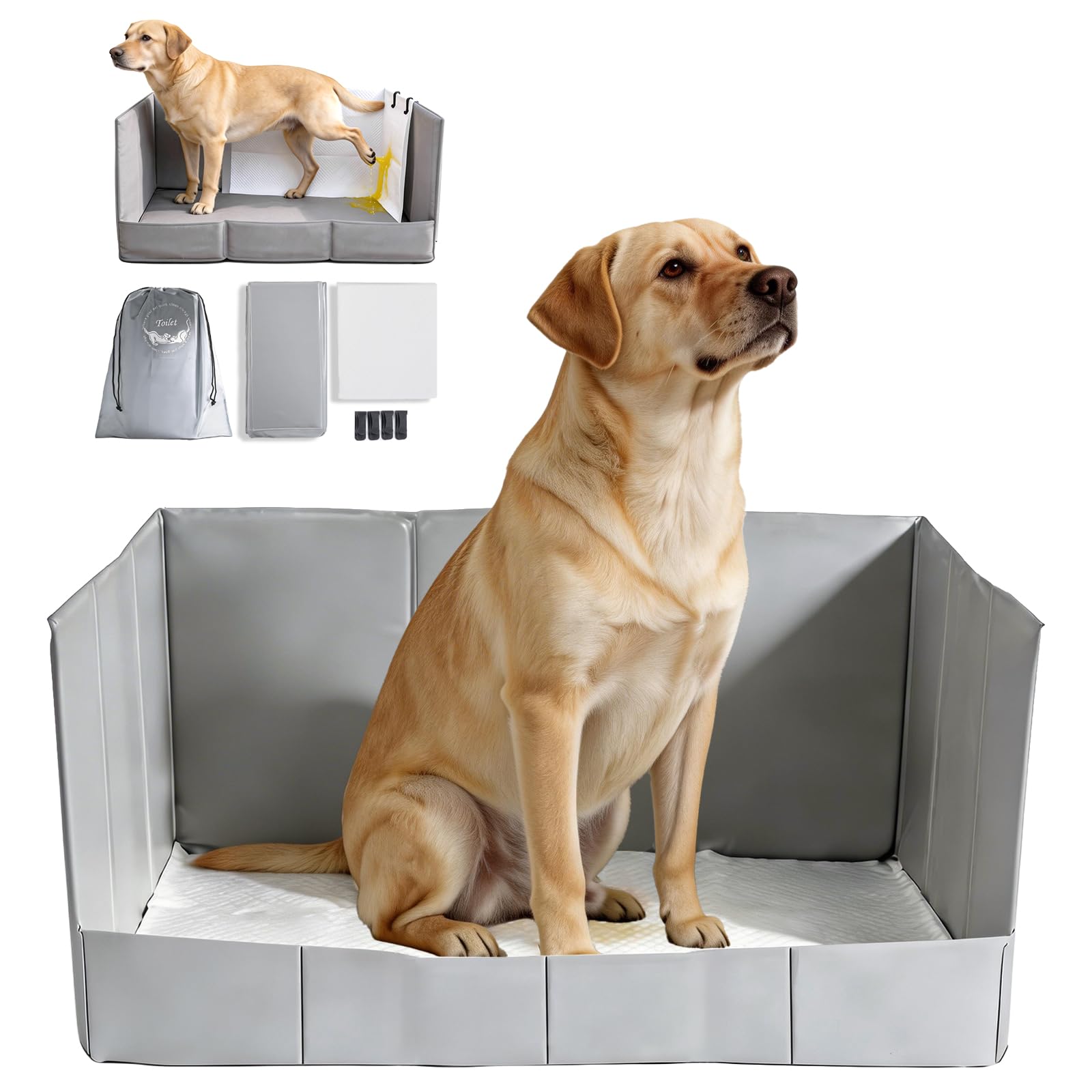 MEEXPAWS Litière pour chien pliable 111 x 84 x 40 cm anti-fuite portable
