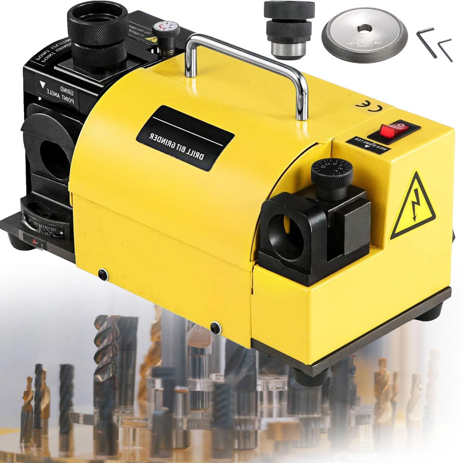 Affilatrice Per Punte Trapano, Affilatrice Fresa Portatile Smerigliatrice per Punte, 3-13Mm(15Mm) Affilatrice per Punta Trapano Regolabile con Angolo Punta, con 11 Collettori e Angolo Regolabile
