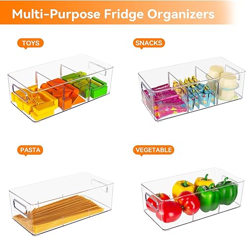 Miniatura 4 de Paquete de 2 cajones de almacenamiento de cocina apilables para refrigerador, con cajón extraíble, organizador de cajones de nevera transparente con