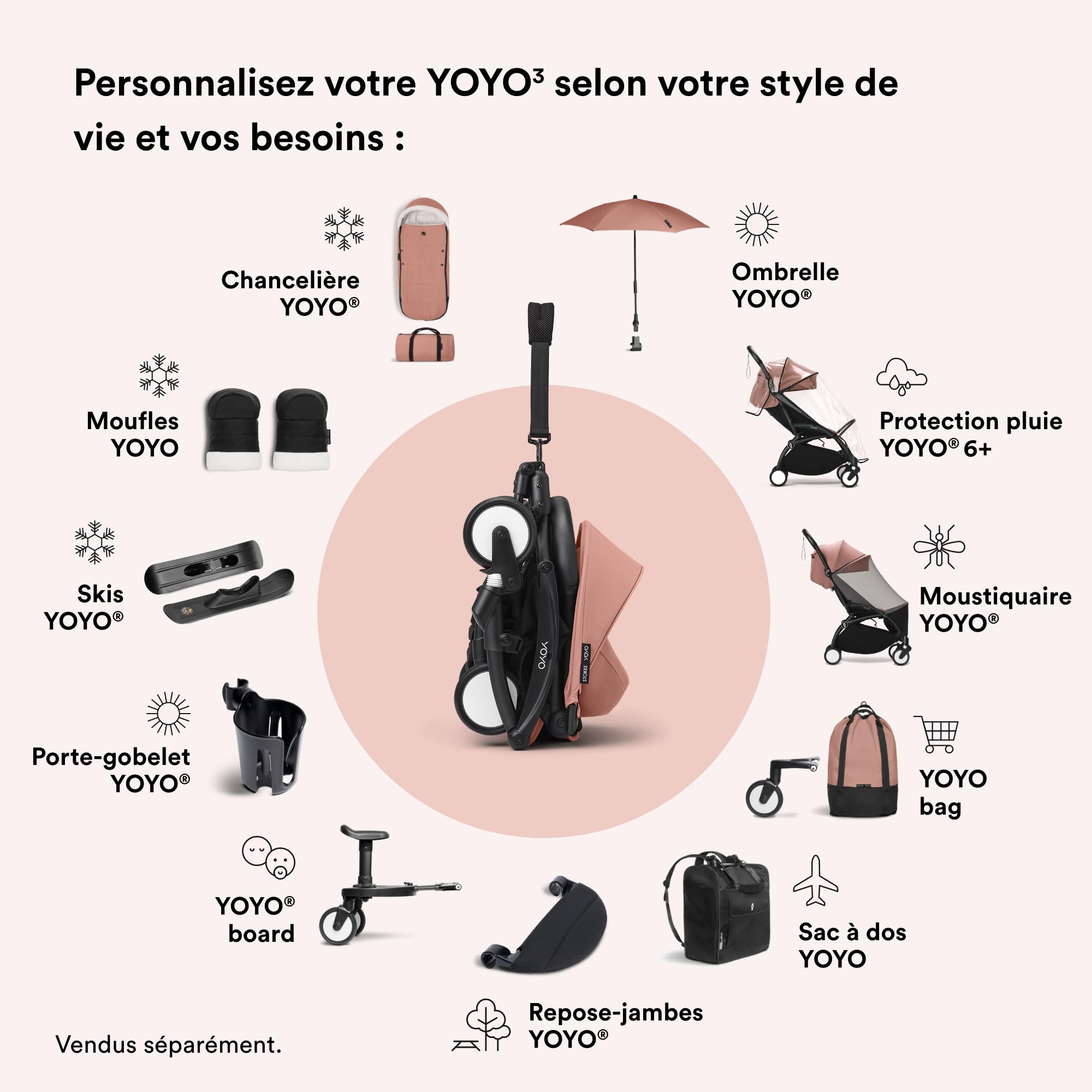 Stokke YOYO Bag, Ginger - Offre Un Rangement supplémentaire pour la Poussette YOYO - Facile à Attacher - N'affecte Pas la maniabilité - Lavable en Machine à 30°C
