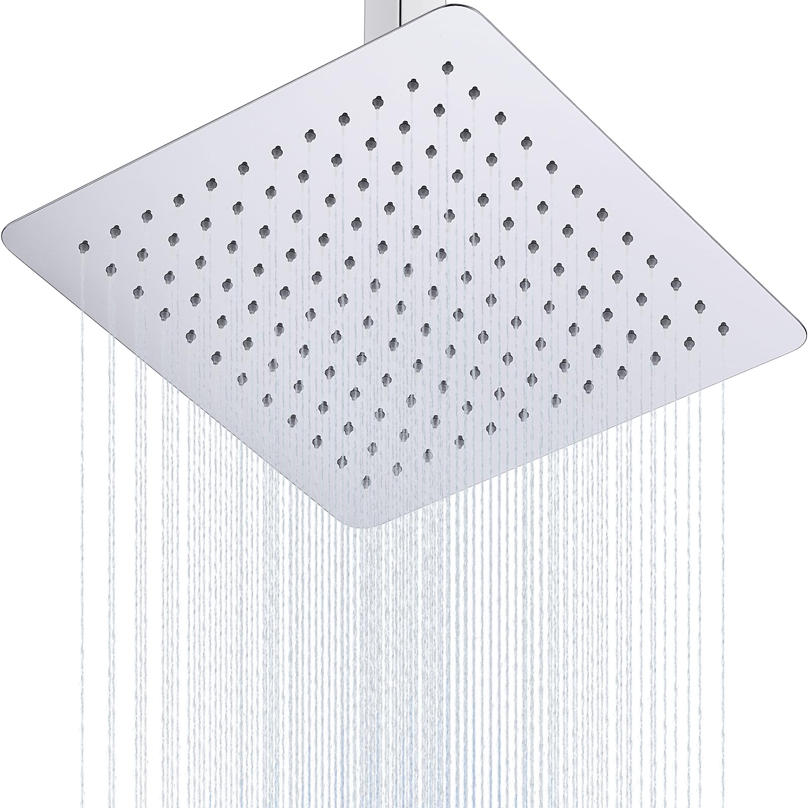 Cabezal de ducha de lluvia de 12 pulgadas, panel de ducha ultrafino de montaje en pared, cuadrado, cromo pulido