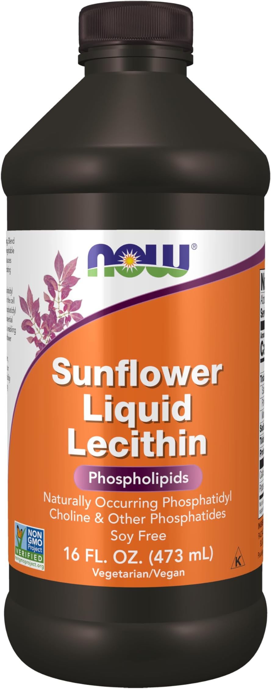 NOW Supplements, Sunflower Lecithin with naturally occurring Phosphatidyl Choline and Other Phosphatides, Liquid, 16-Ounce