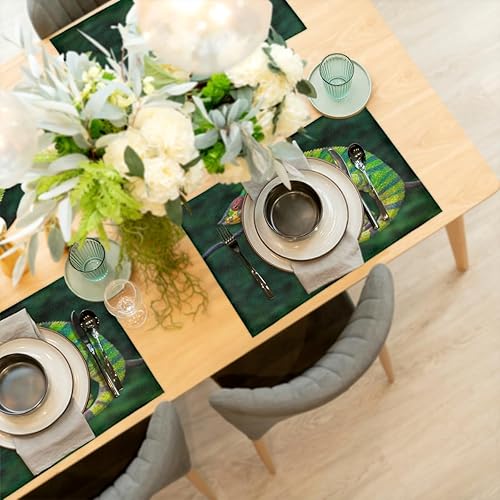 Miniatura 6 de Chameleon On A Branch - Juego de 6 manteles individuales cuadrados de tela para mesa de cocina, resistentes al calor, fáciles de limpiar, manteles