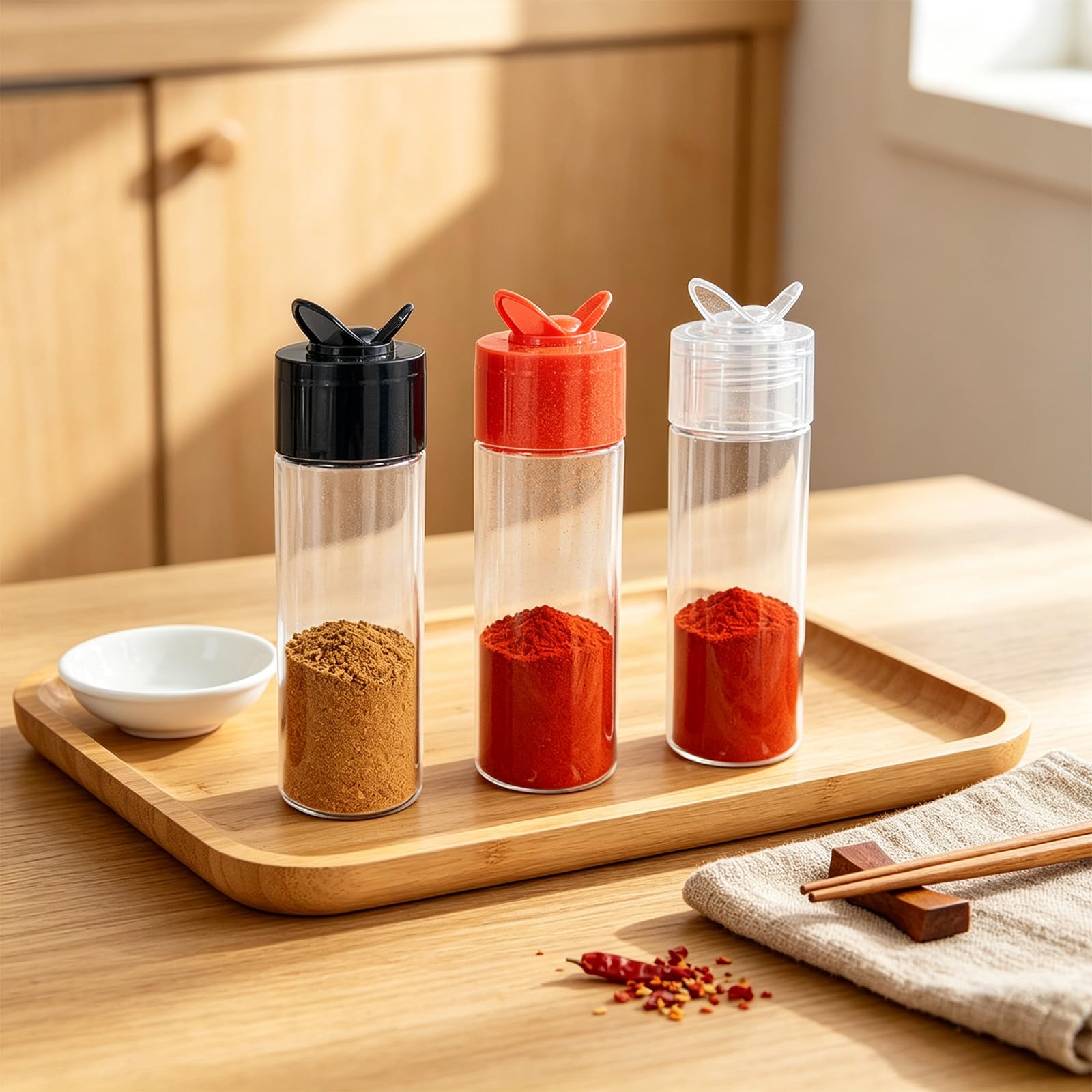 PANGBOER Set Bottiglie condimento con Design a Coperchio Diviso, contenitori Shaker in Pet Trasparente da 6, 7 ​​Once, Confezione da 30 per Uso da Tavolo in Cucina Set Bottiglie condimento Dispenser