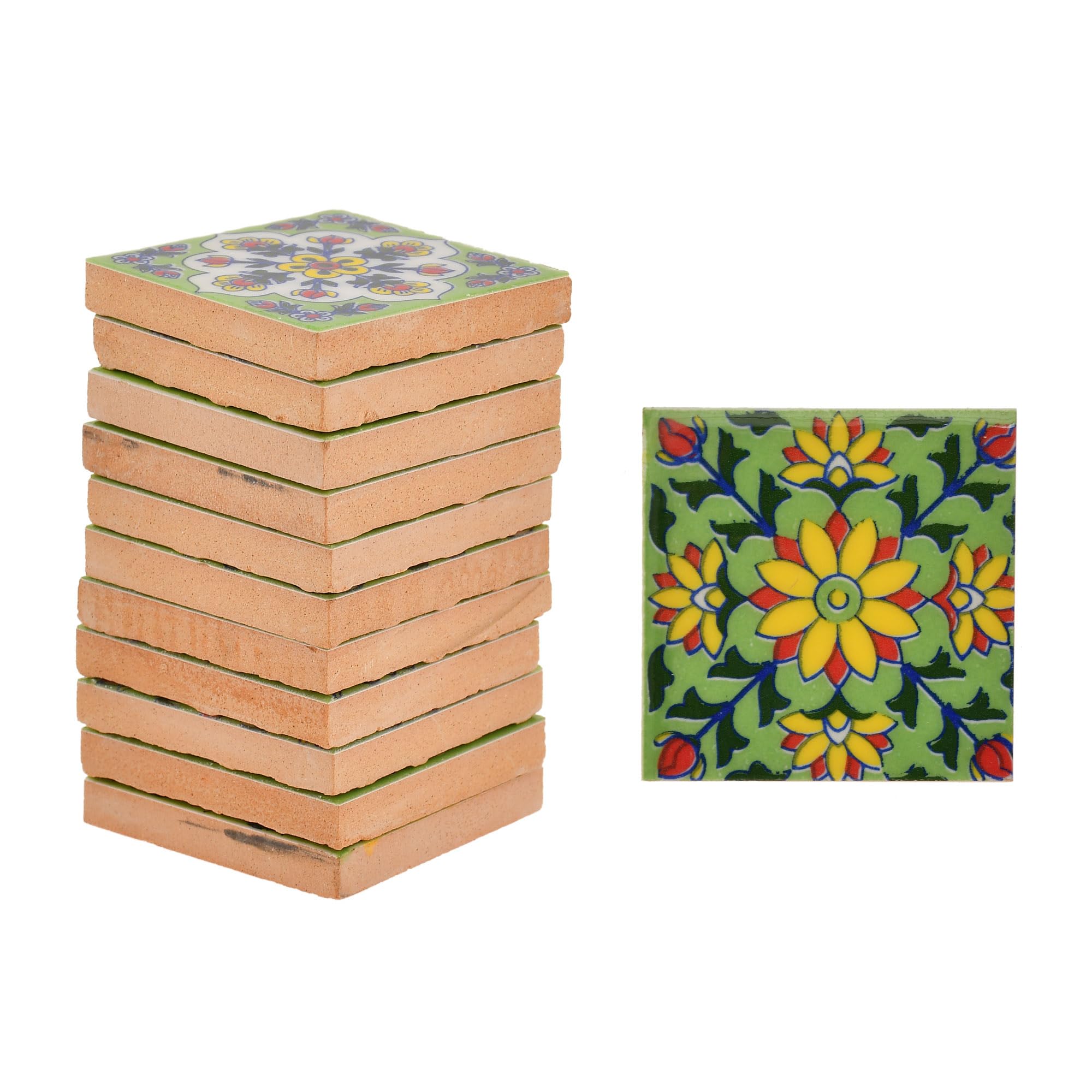 Lot De 6 Carreaux Muraux Céramique Bleue Artisanaux – Mosaïque Fait Main – 10x10 Cm