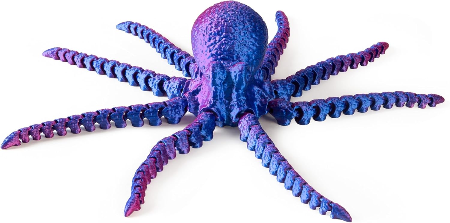 Kids 3D Printed Octopus Toy - Articulated Fun Fidget for ADHD & Stress Relief Ideal Home Decor & Unique Gift Creative Design Great for Offices & Living Spaces(Purple)