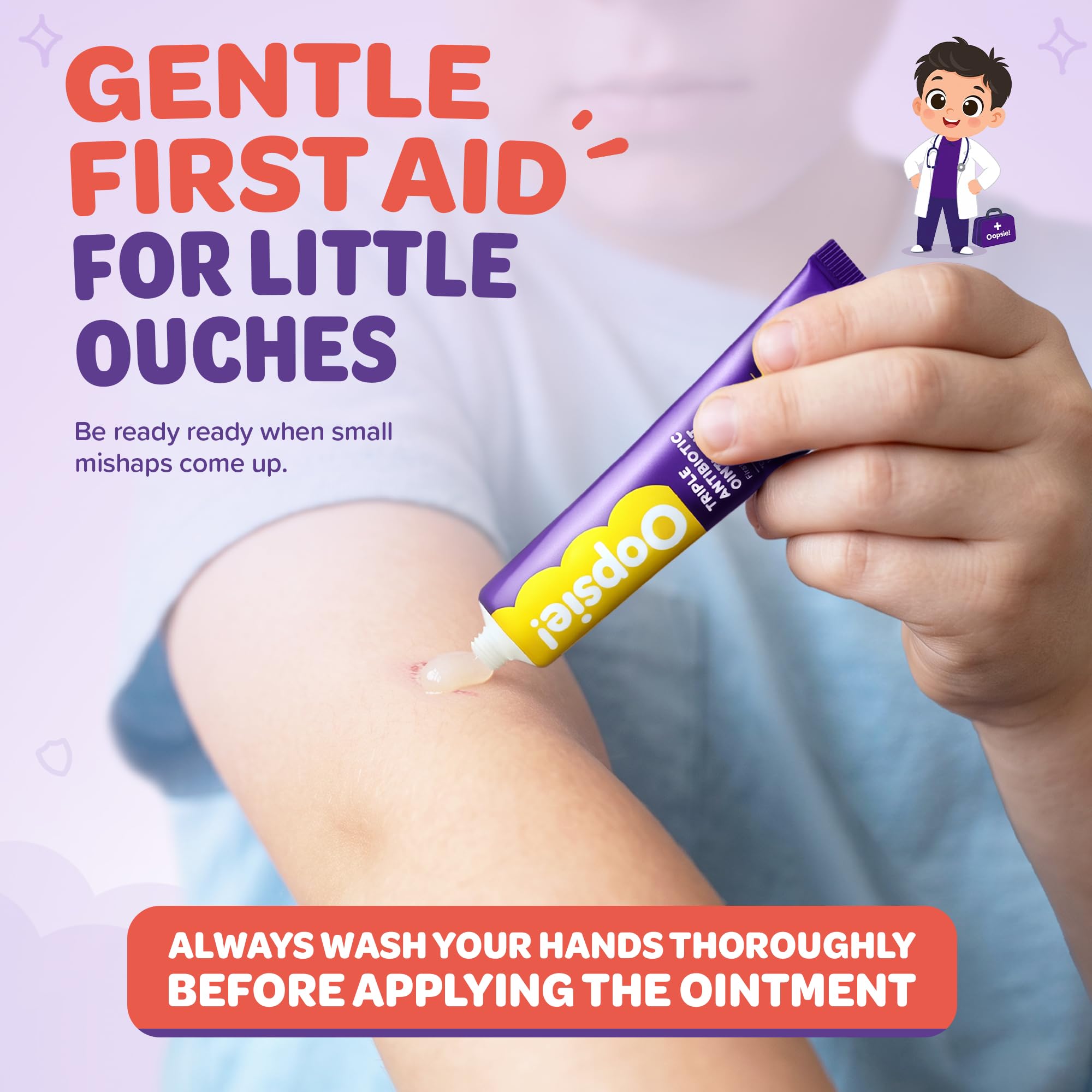 Oopsie Triple Antibiotic Ointment 1 oz Tube with Bacitracin Zinc and Neomycin Sulfate, Healing Preventative First Aid Cream for Minor Wounds, Burns, Cuts, Scratches, and Abrasions — Amazon image 2