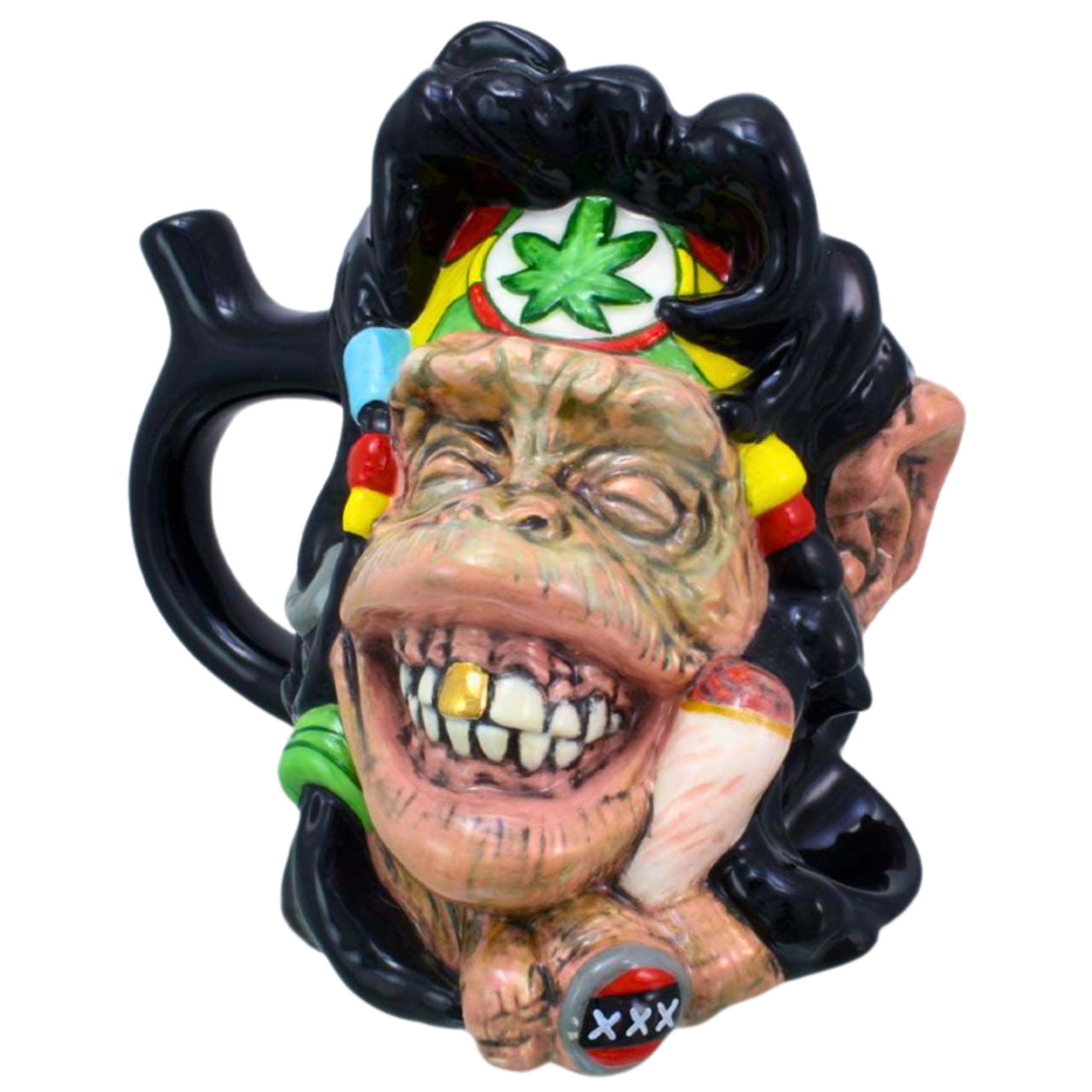 Wake and Bake Up Coffee Mug Ape Chimp Monkey Design - Multifunctional Drinking Cup - Rasta Limited Edition