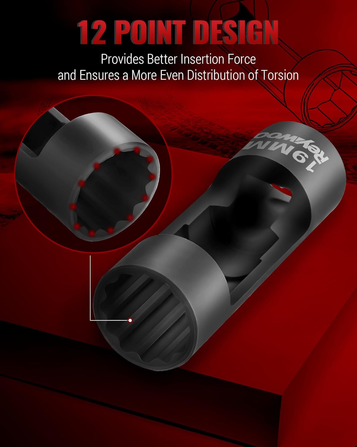 Strut Nut Socket Set, 8Pcs Suspension Strut Spreader Tool 16mm 18mm 19mm 21mm 22mm 24mm with 12 Point 1/2" Drive, Shock Absorber Socket for Easy Remove Strut Nuts