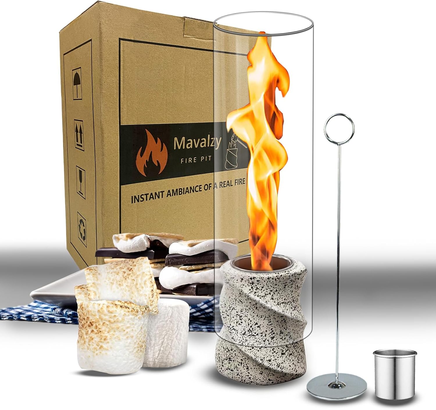 Mavalzy Table Top Firepit, Small Fire Pits for Outside