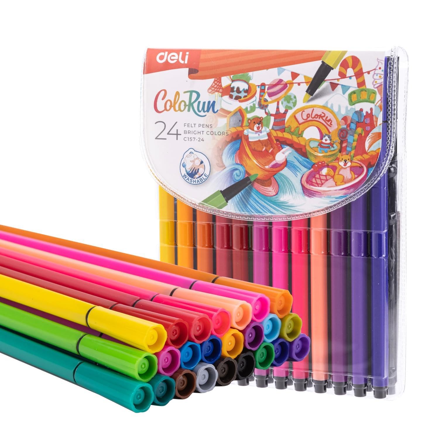 Deli Hexagonal Plastik Kutu Keçeli Kalem 12'li ColoRun