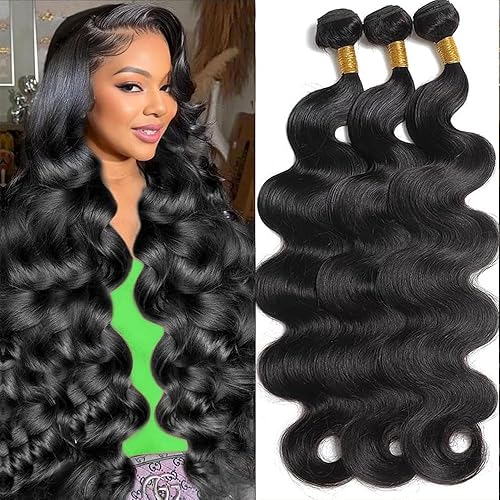 Body Wave Bundles Human Hair 16 18 20 Inch Brazilian Body Wave Human Hair 3 Bundles Natural Black Virgin Human Hair Extensions Unprocessed Wavy for Women