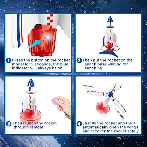 Miniatura 2 de Juguetes para niños lanzador de cohetes juguete eléctrico de lanzamiento automático para niños con control remoto aterrizaje seguro juguetes