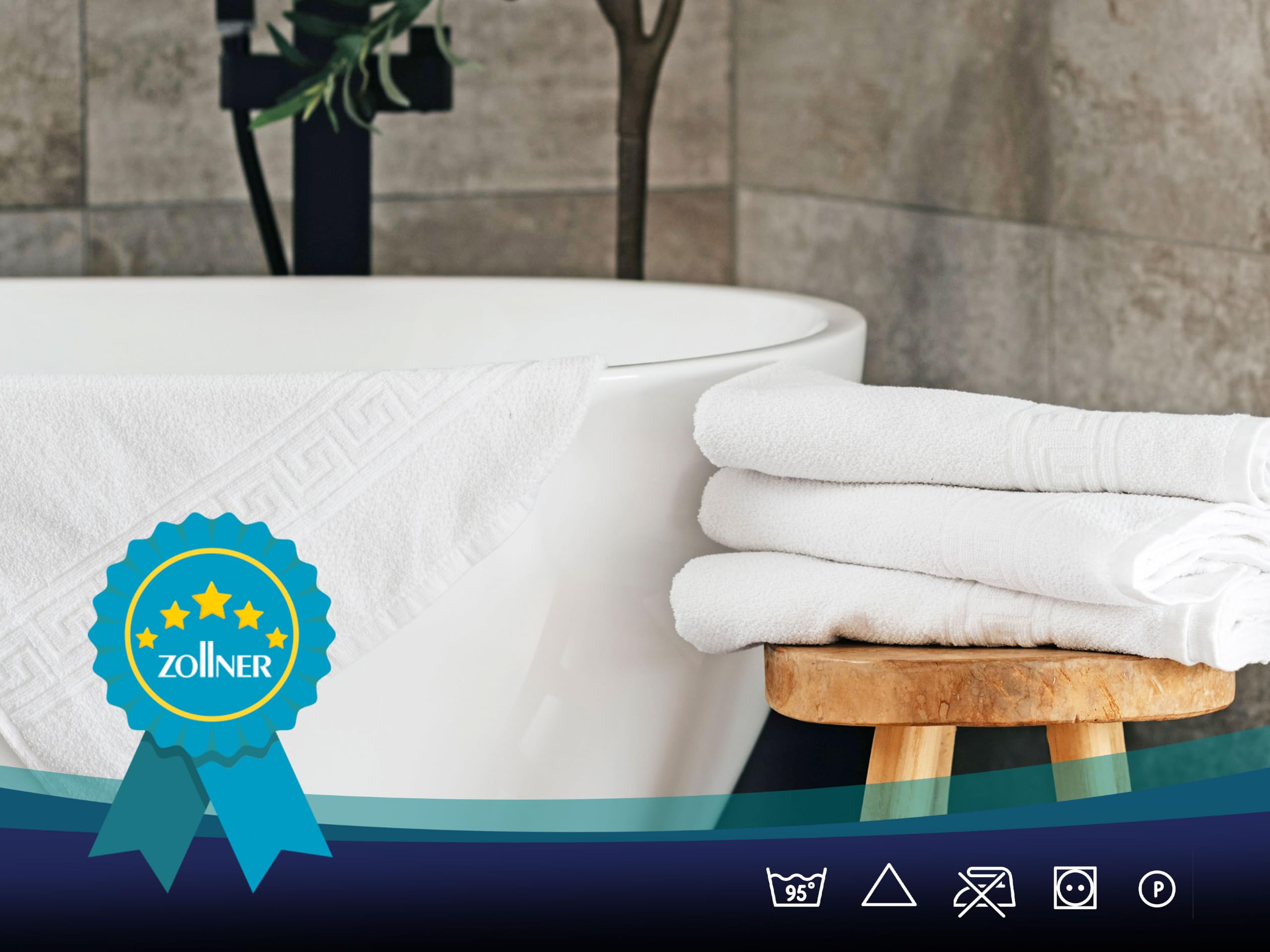 ZOLLNER - Set da 5 - Asciugamano doccia - bianco - 80% cotone, 20% poliestere