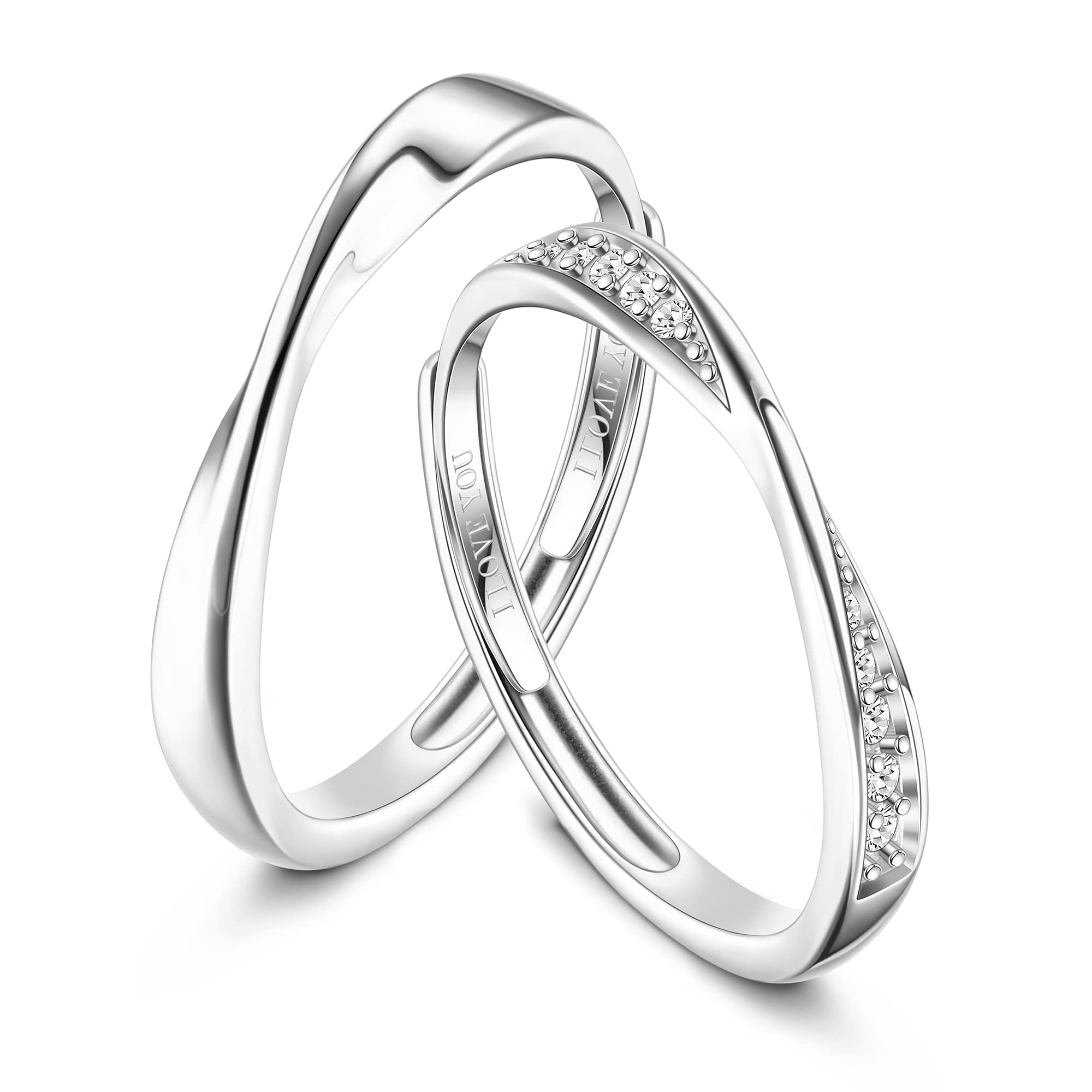 MILACOLATO Anillos De Plata De Ley 925 Anillos De Circonita Cúbica Para Mujeres Anillos de Compromiso De Diamantes Para Anillos Mobius abiertos y Regalos De Joyería