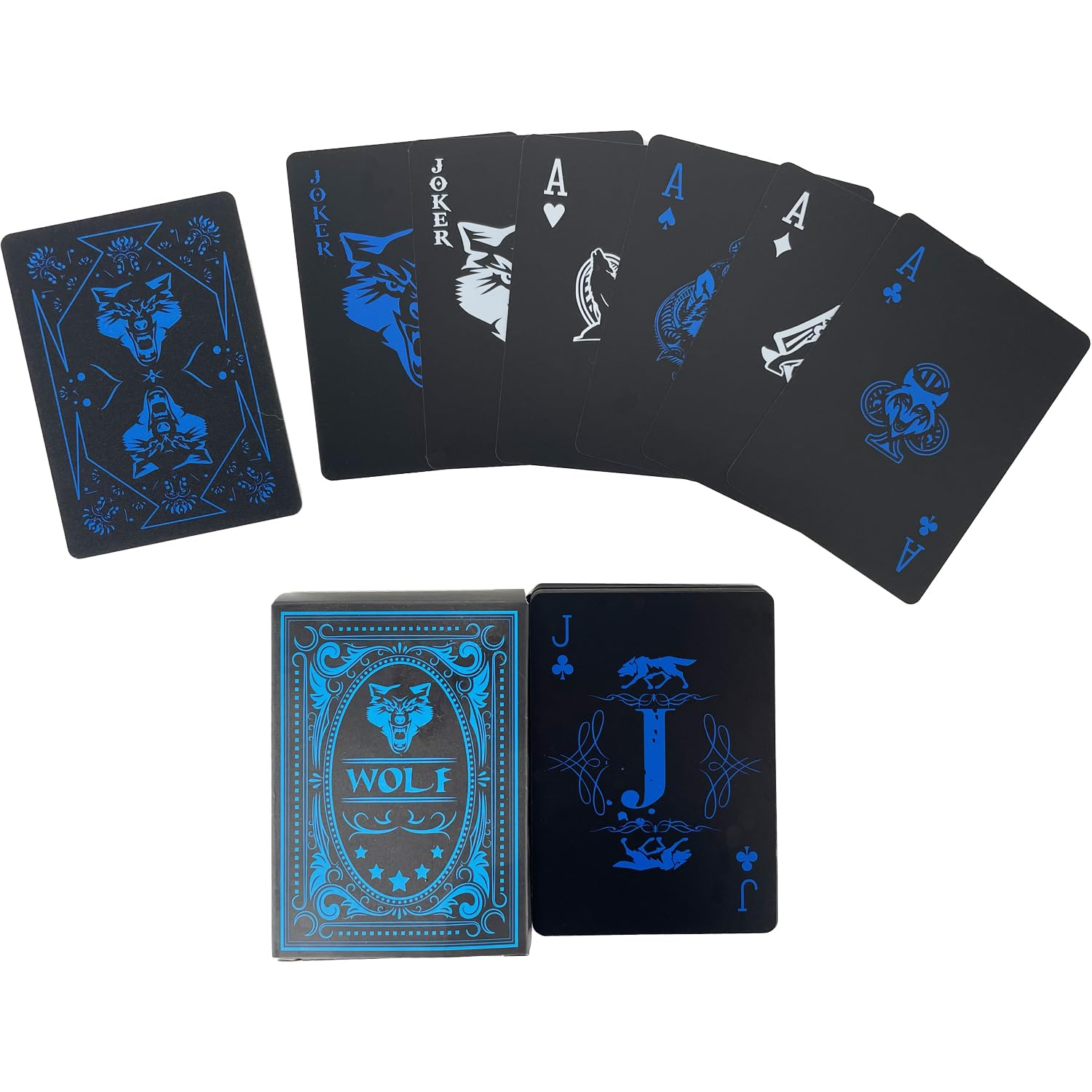 JUNMOXIAO KEAIDUO Cool Plastic Playing Cards, Deck of Waterproof Magic Poker Cards for Family Party BBQ Gatherings Gift Poker Wolf