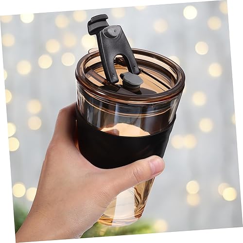 Miniatura 7 de UPKOCH 2 unids vaso de cristal con popote y tapa elegante botella de agua para cerveza té café jugos agua azul restaurante uso