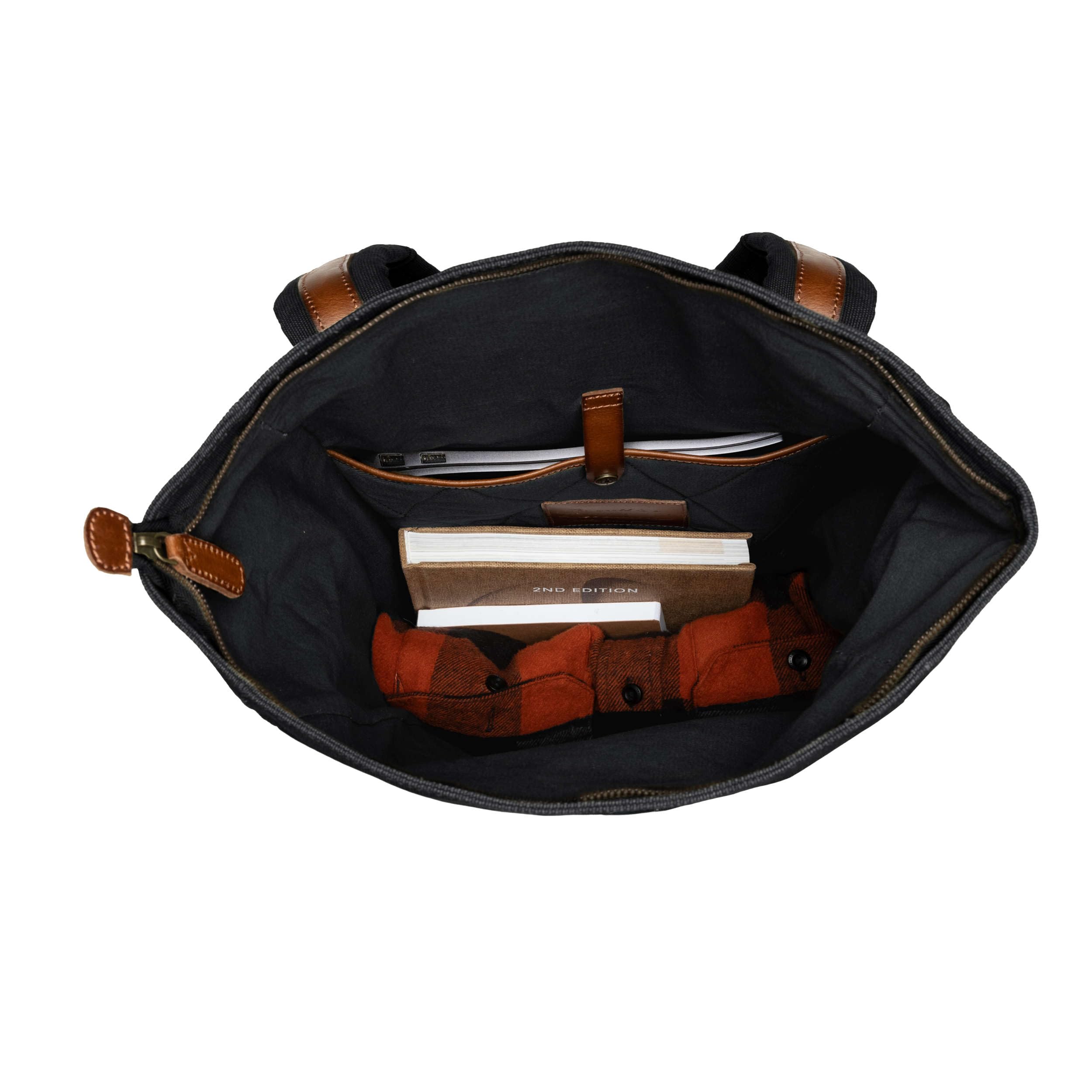 DRAKENSBERG Rolltop-Rucksack 'Wyatt' Herren, Damen, Schwarz | Wasserabweisendes Canvas mit Leder, 16" Laptopfach, 20-30L, DR00186