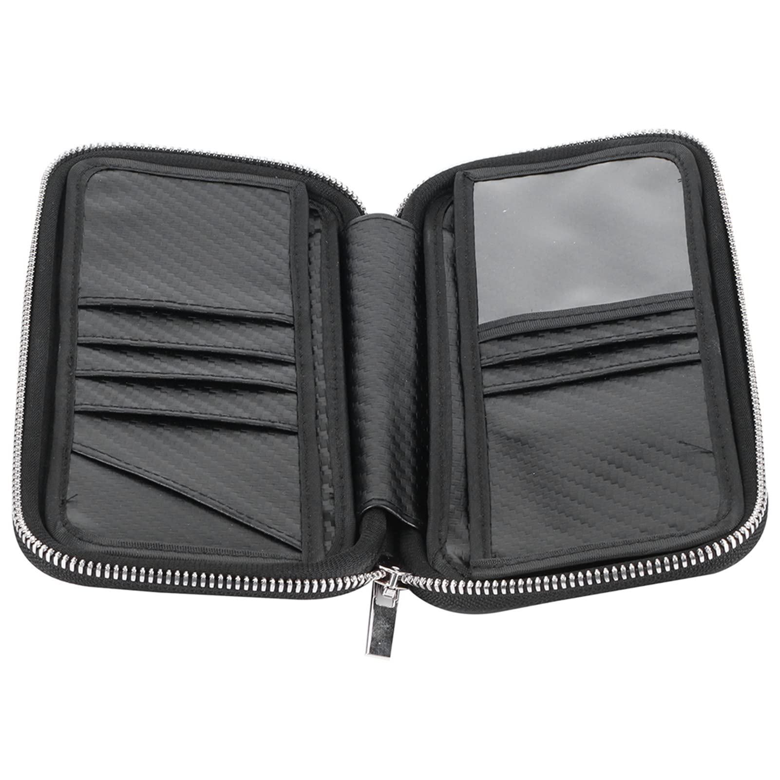 Fdit Portafoglio Portatile in Fibra di Carbonio, Porta Biglietti da Visita con Cerniera Resistente per Uomo e Donna, 21x11x3,5 Cm (rosso)