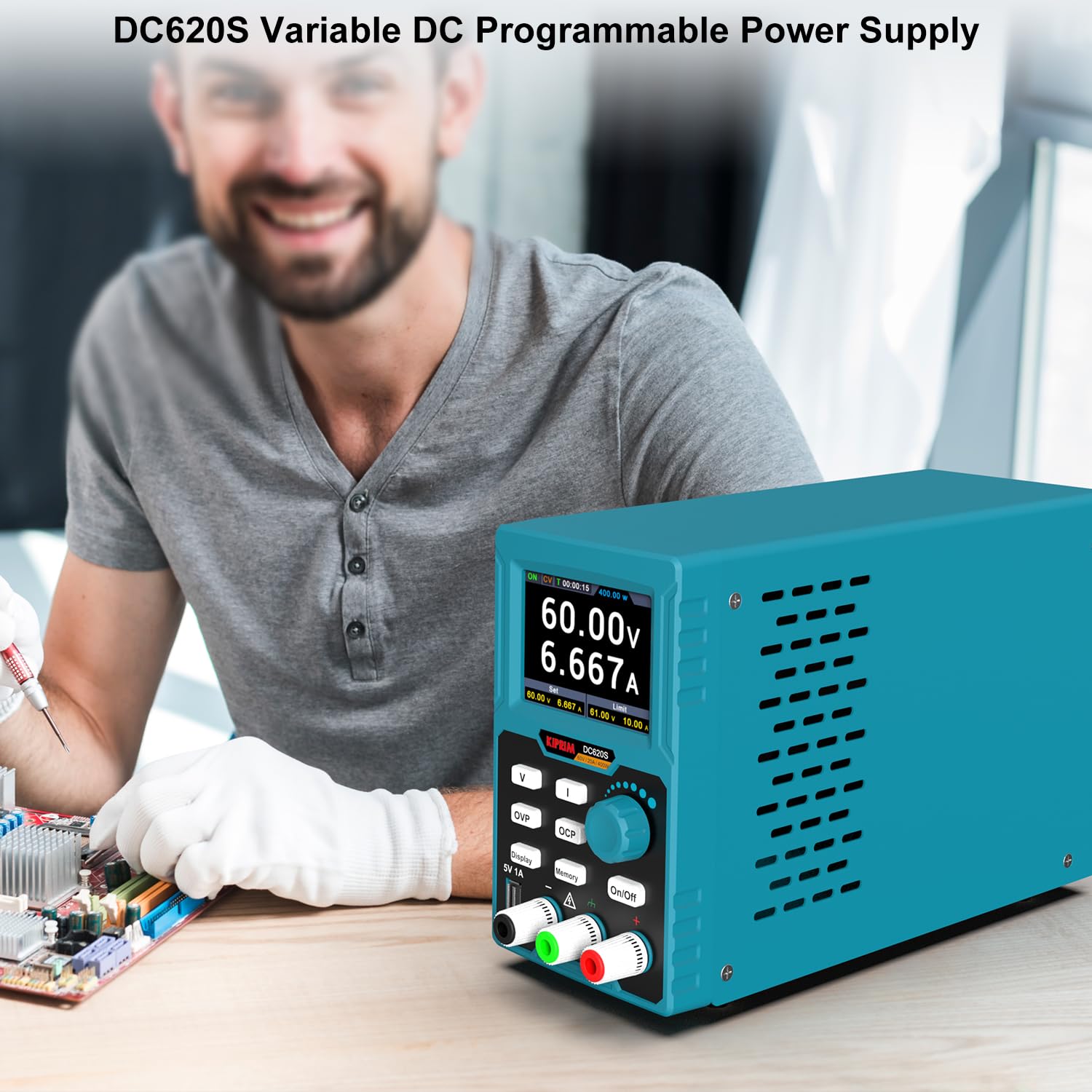 Programowalny zasilacz 400 W DC (0-60 V 0-20 A) Wejście 110 V Wysoka dokładność 4 cyfry Wiele zabezpieczeń z oprogramowaniem PC i ładowaniem USB
