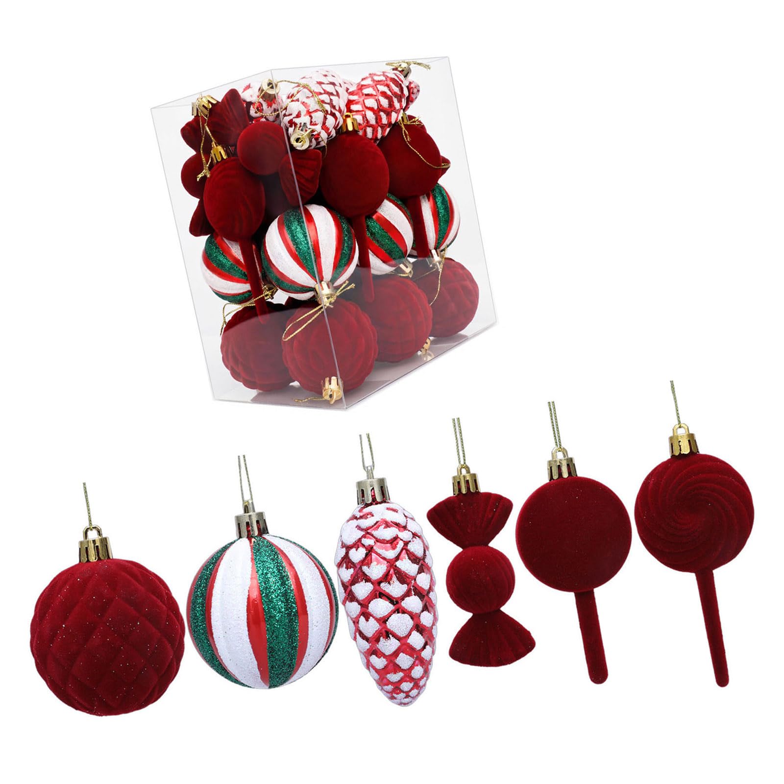 APGLSXY 30Pcs Flocking Christmas Tree Ball Ornaments with Hanging Loop Perfect for Festival Seasonal Styling Bulk Christmas Ornamentation