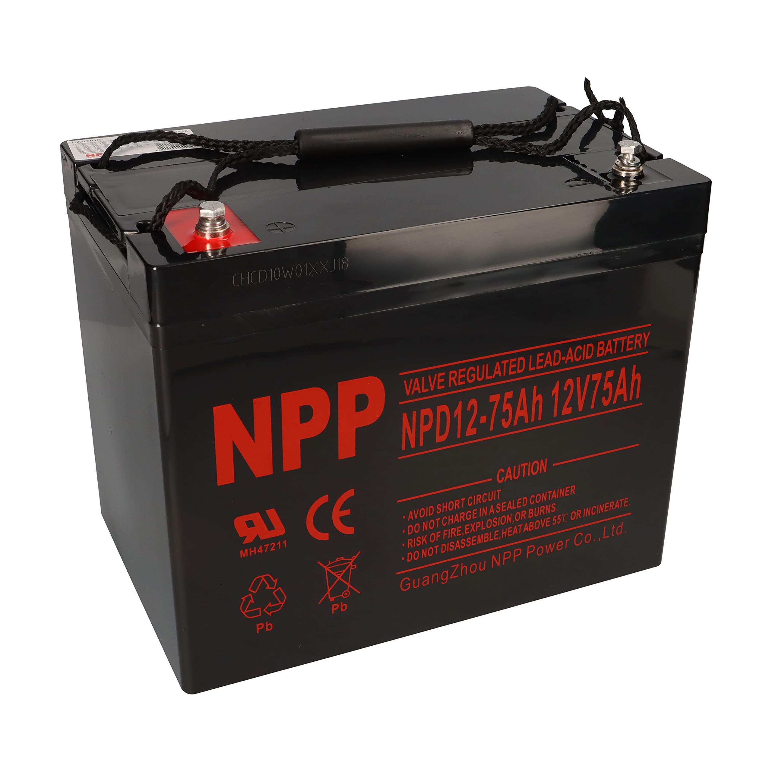 NPP Blei-Akku AGM NPD12-75 12V 75Ah zyklenfest kompatibel MP75-12C, REC80-12I, M75-12, 12LC-75, KPH75-12NE, 75Ah, 77Ah, 80Ah