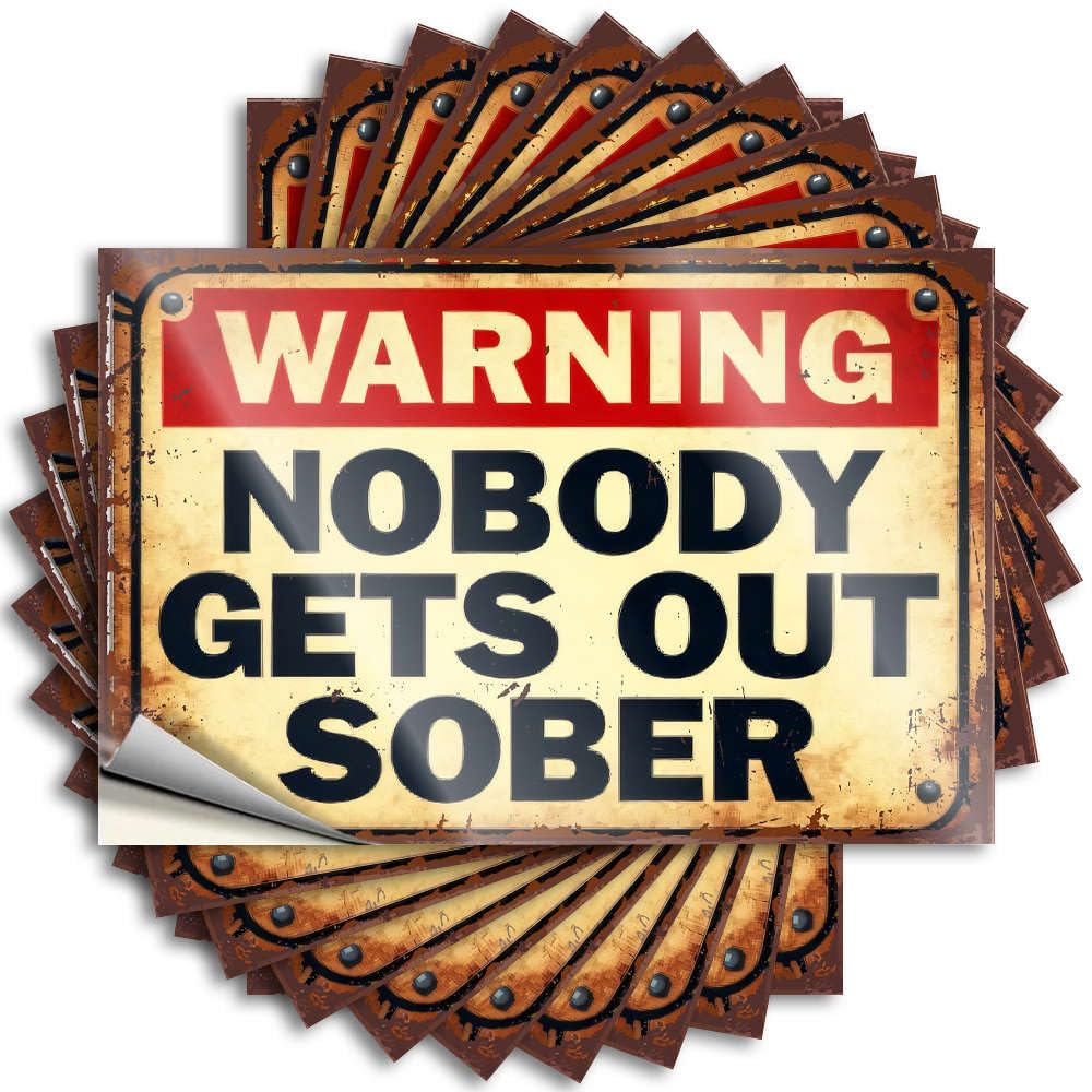 Sticker Coastal, Absorbing Laptop Warning Nobody Gets Out Sober | Small(12X18CM)