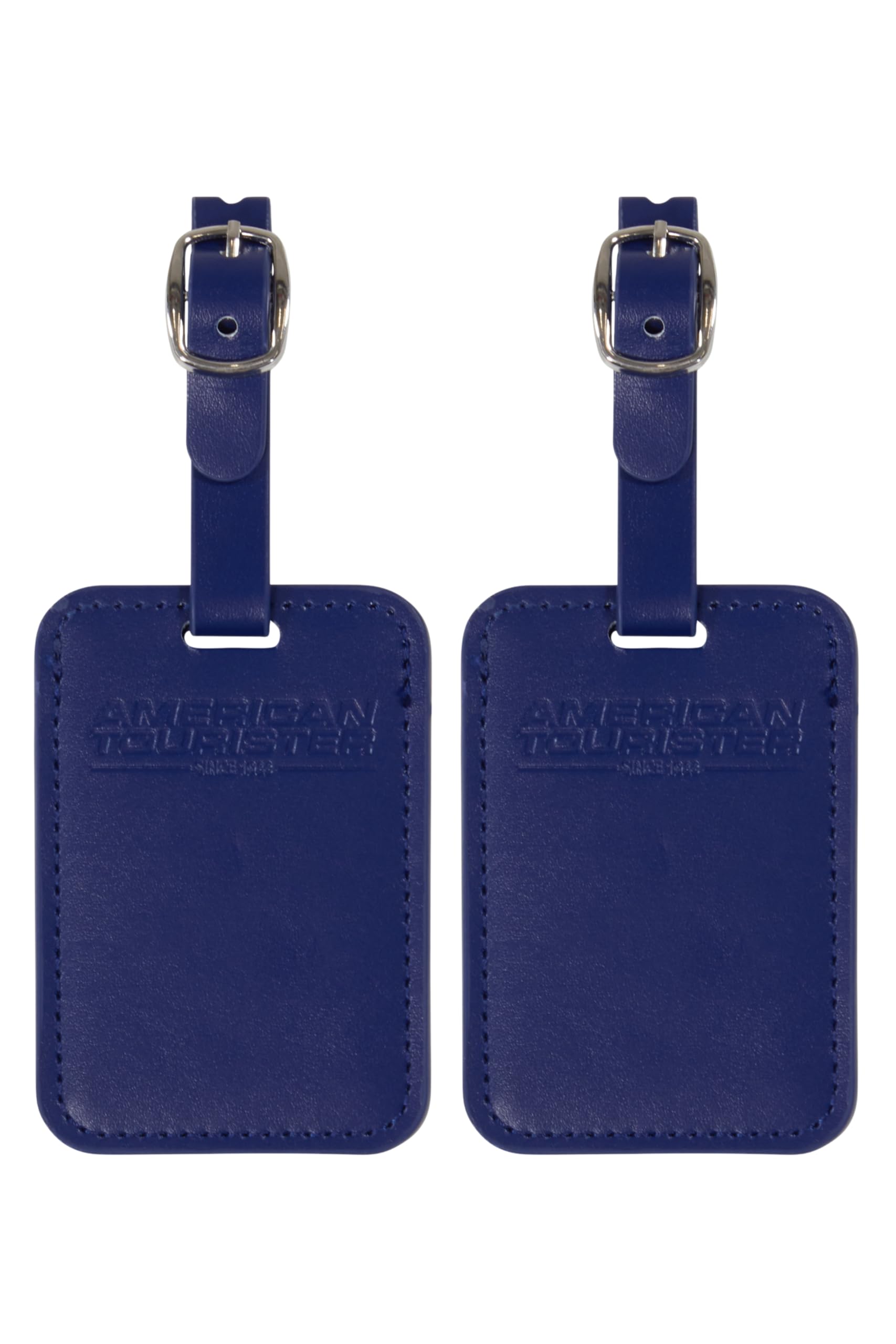 American Tourister Luggage Tags - for suitcases and Bags, with Adjustable Strap, Address Card Included, Set of 2, Dark Blue