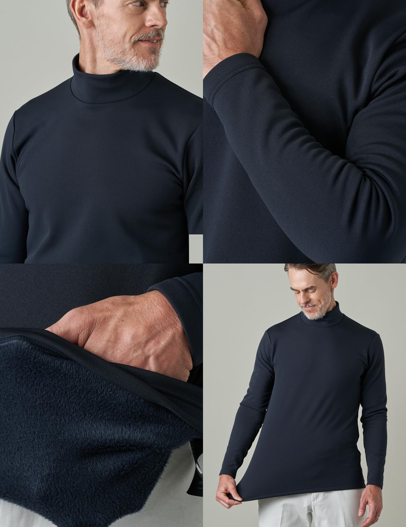 LAPASA Maglia Termica da Uomo con Collo Alto Finto in Micropile - Abbigliamento Termico Traspirante Maniche Lunghe Fodera in Pile Strato Base M102/M123/M132