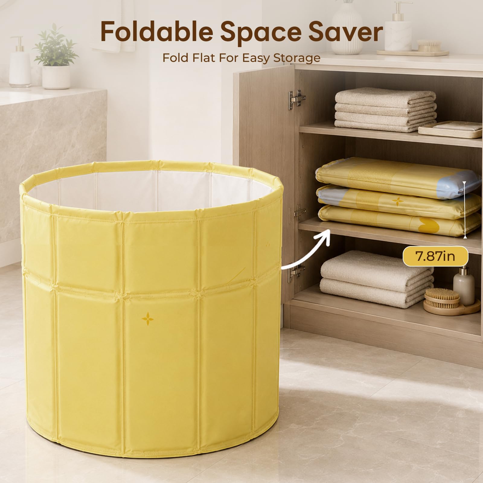 Bañera Plegable Adulto 70 cm, Portátil Bañera Adulto Portatil de PVC