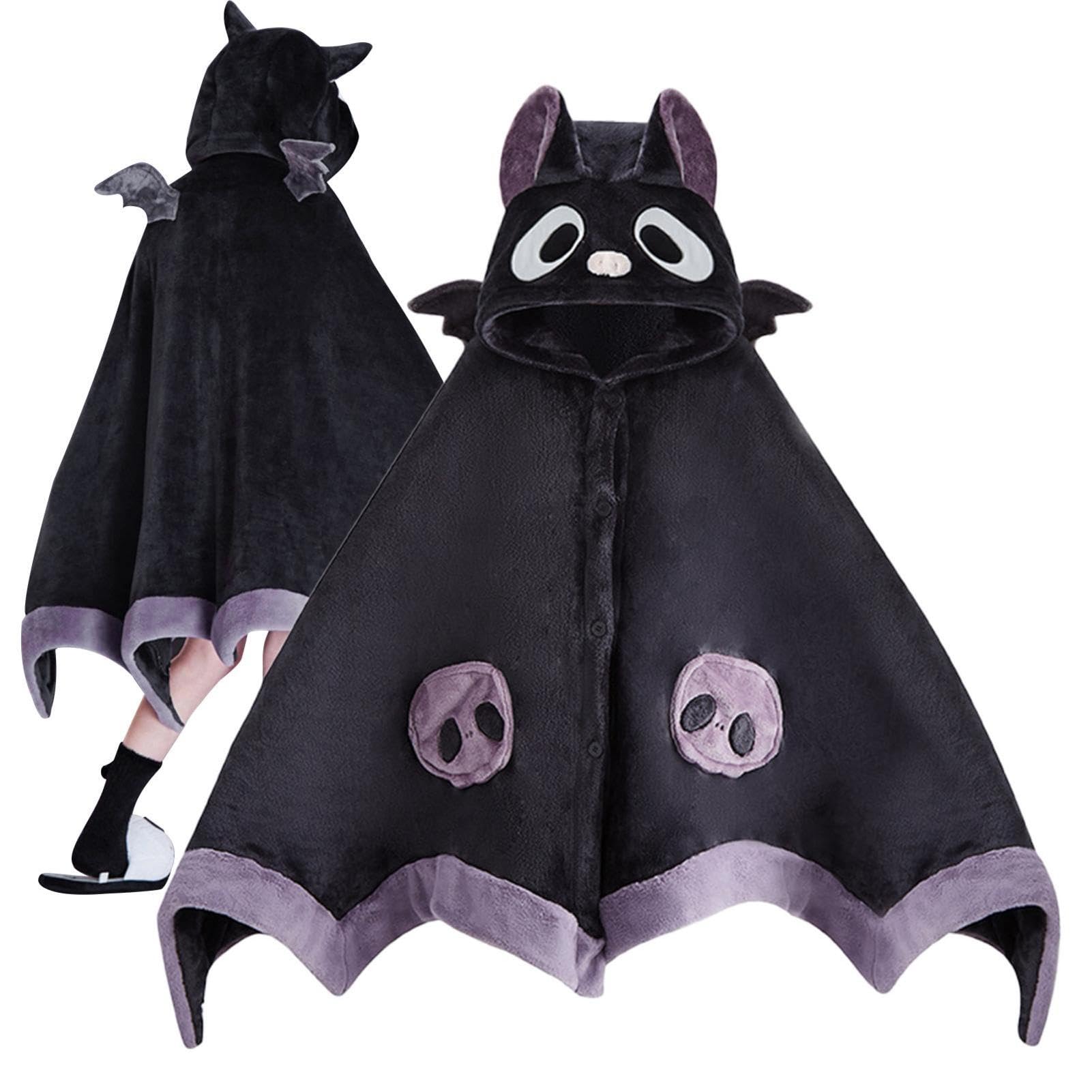 Koc do noszenia na zamówienie, uroczy koc nietoperz, bluza z kapturem, odzie? unisex, niestandardowe akcesoria, rozpieszczony i przytulny koc do drzemki, ?kki ze skrzyd?ami demona, Halloween,