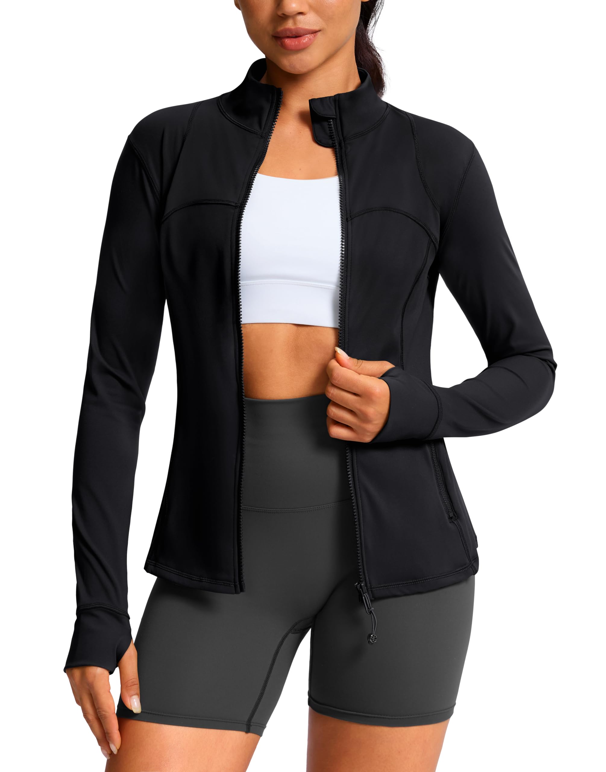 G Gradual Workout Jackets for Woman Hip-Length Slim Fit Zip Up 4 Pockets Athletic Jacket Spring Gym Running