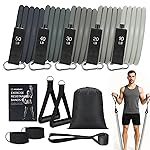 Exercise Resistance Bands with Handles for Working Out 150lbs Workout Bands Set with Door Anchor for Man Physical Therapy, Yoga, Pilates, Gray