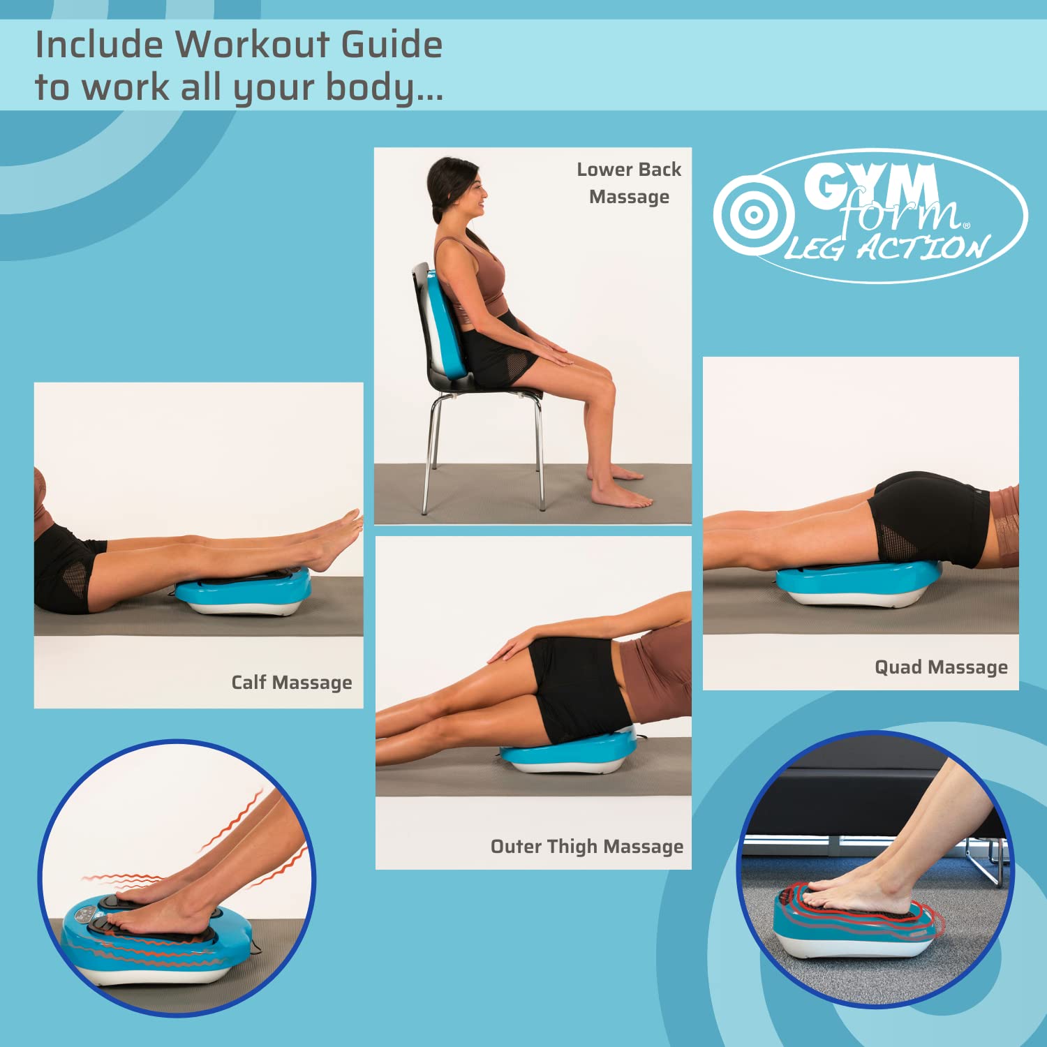 Massaggiatore per piedi GYMFORM Leg Action, Massaggio Shiatsu, con telecomando, 6 programmi/15 velocità per migliorare la circolazione e alleviare il dolore (Normale+Crema)