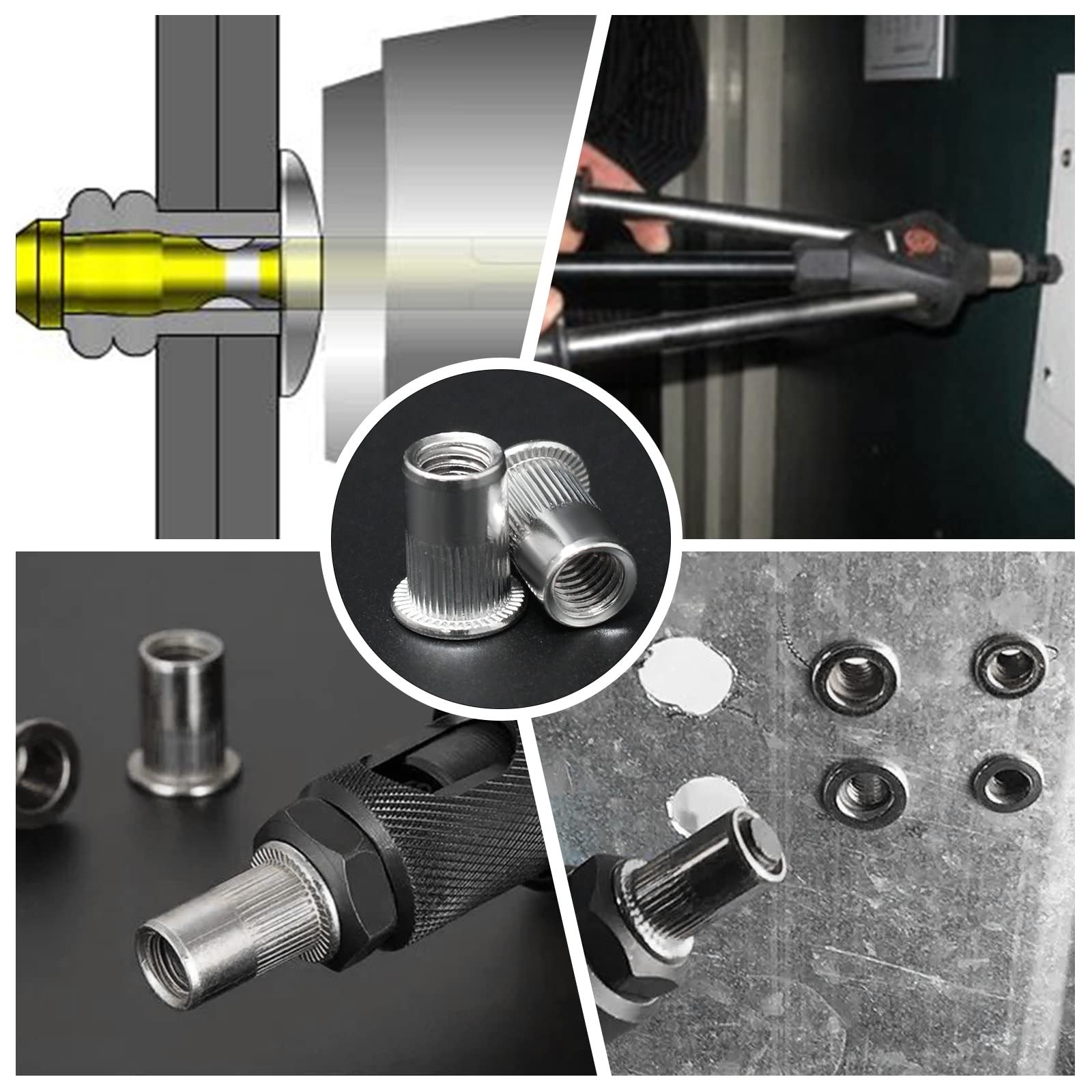 150 dadi rivetti in acciaio inox 304 M3 M4 M5 M6 M8, rivetti filettati, rivetti metrici, filettati Rive Nutsert Cap per il fissaggio di mobili, decorazioni artigianali