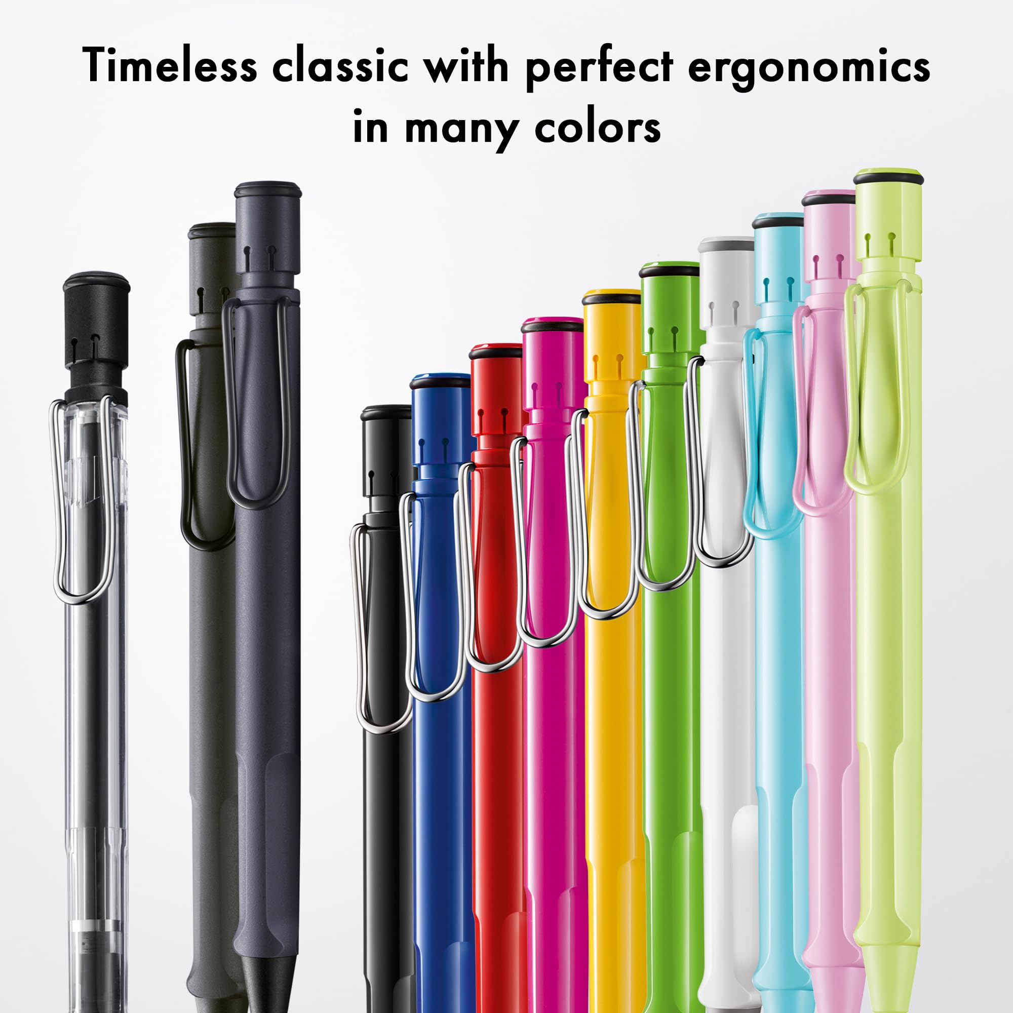 Lamy safari steel black ołówek automatyczny – klasyczny, z ergonomicznym uchwytem i obudową z tworzywa sztucznego ASA – ołówek z wkładem drobnym kreski M 41 o szerokości kreski 0,5 mm i końcówka do