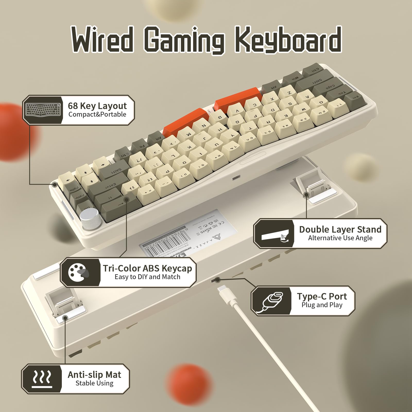 Amazon.com: ATTACK SHARK AKS068 Wired Mechanical Gaming Keyboard