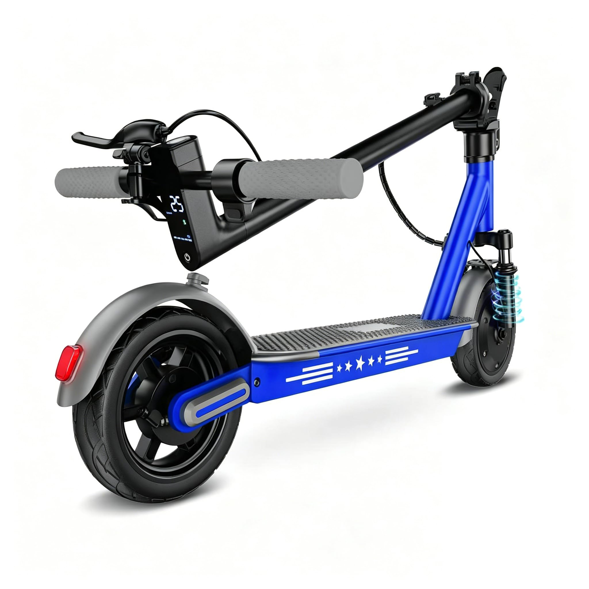 ApexSurge Electric Scooter for Adults, 10" Solid Tires, 350W Motor and Max 45KM Range, Top Speed 25KM/h, Dual Brake Stystem and Dual Shock Absorption, Lightweight and Foldable,Max Load 120KG,Smart APP