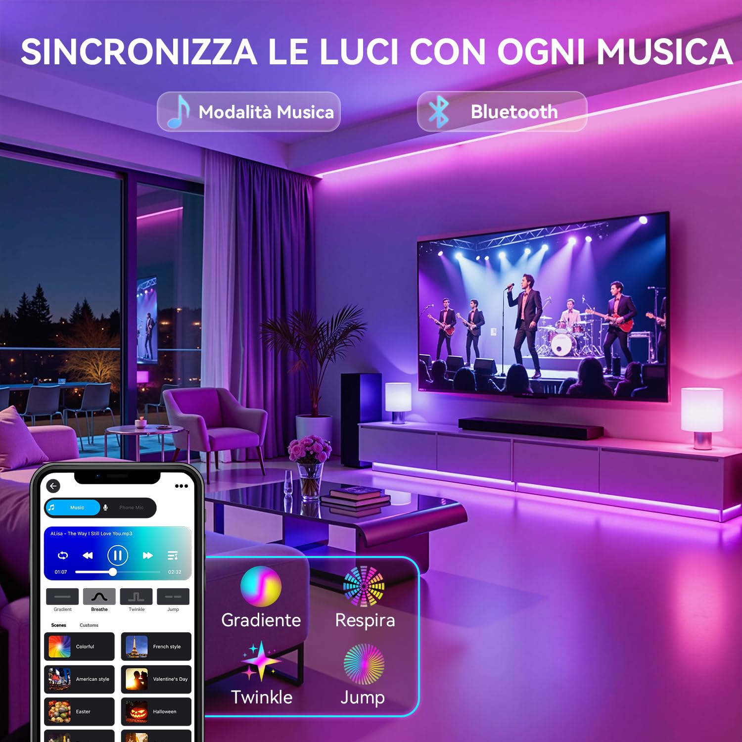 Auxmir Lampadina Alexa E27 Intelligente, Lampadine Smart LED Dimmerabile Multicolore RGB e 100+ Modalità, 10W 800 LM Compatibile con App, Alexa e Google Home, Controllo Remoto, 6 Pezzi