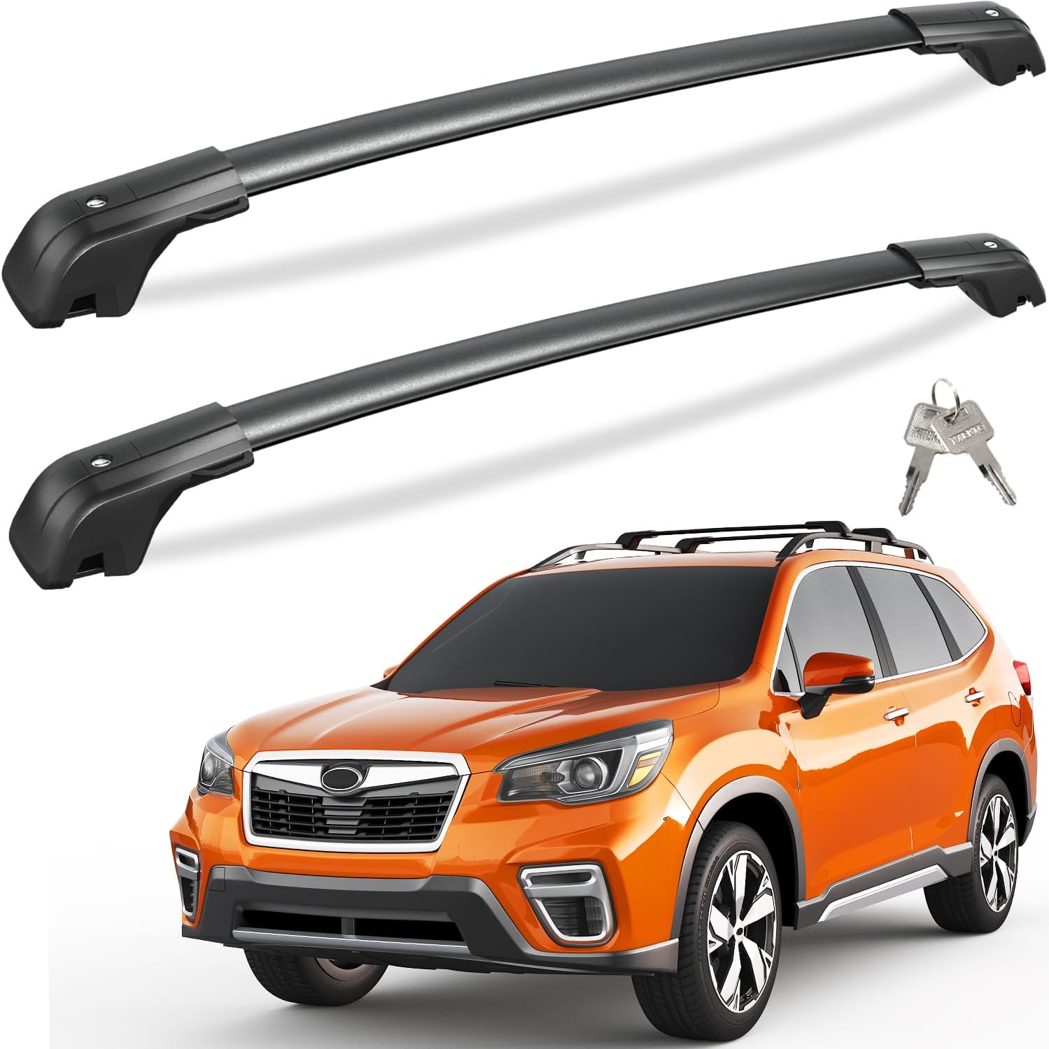 Lockable 260lbs Roof Rack Cross Bars Compatible with Subaru Forester 2014-2025 with Raised Side Rails (Not for Wilderness), Heavy Duty Aluminum Metal Lock Roof Rails Crossbars Rooftop Luggage