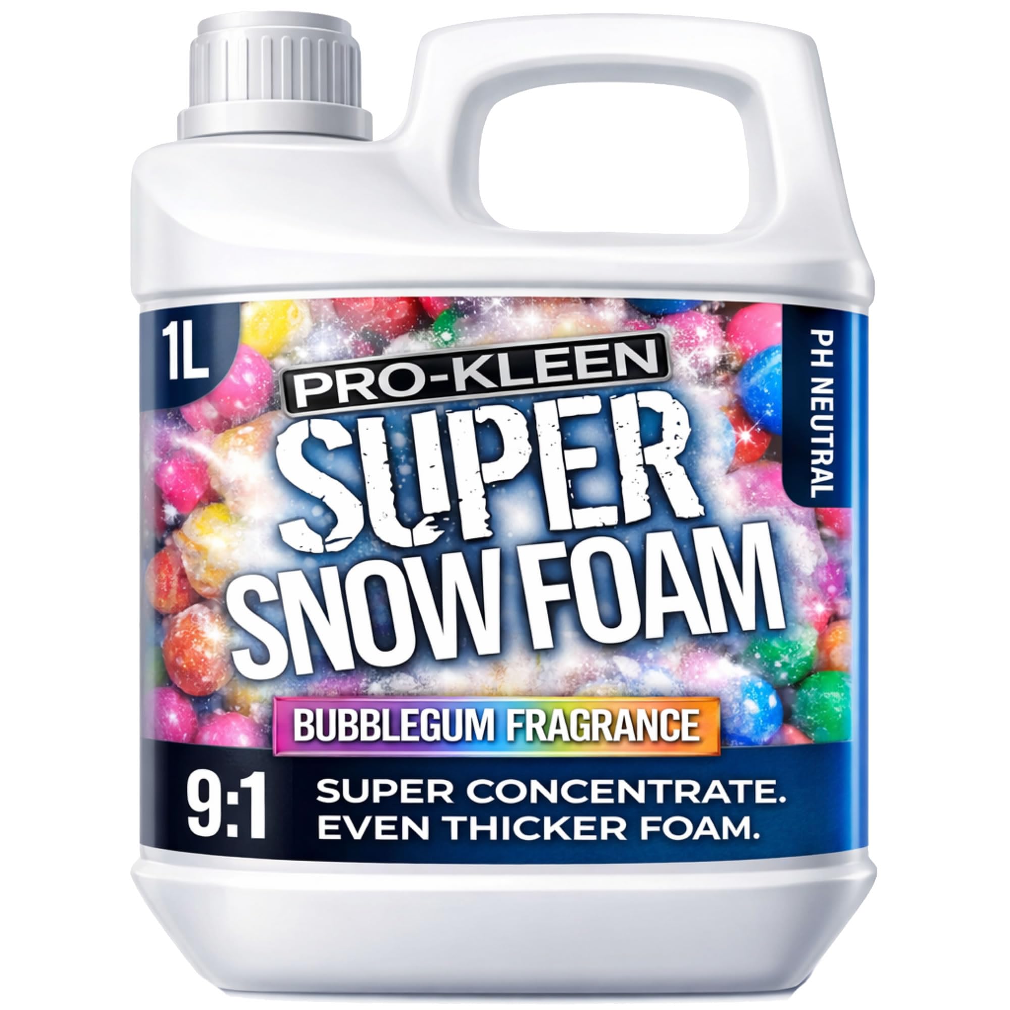 Pro-Kleen Super Snow Foam Car Shampoo 1L - Produces Extra Thick Foam - pH Neutral & Super Concentrate Formula (Bubblegum)