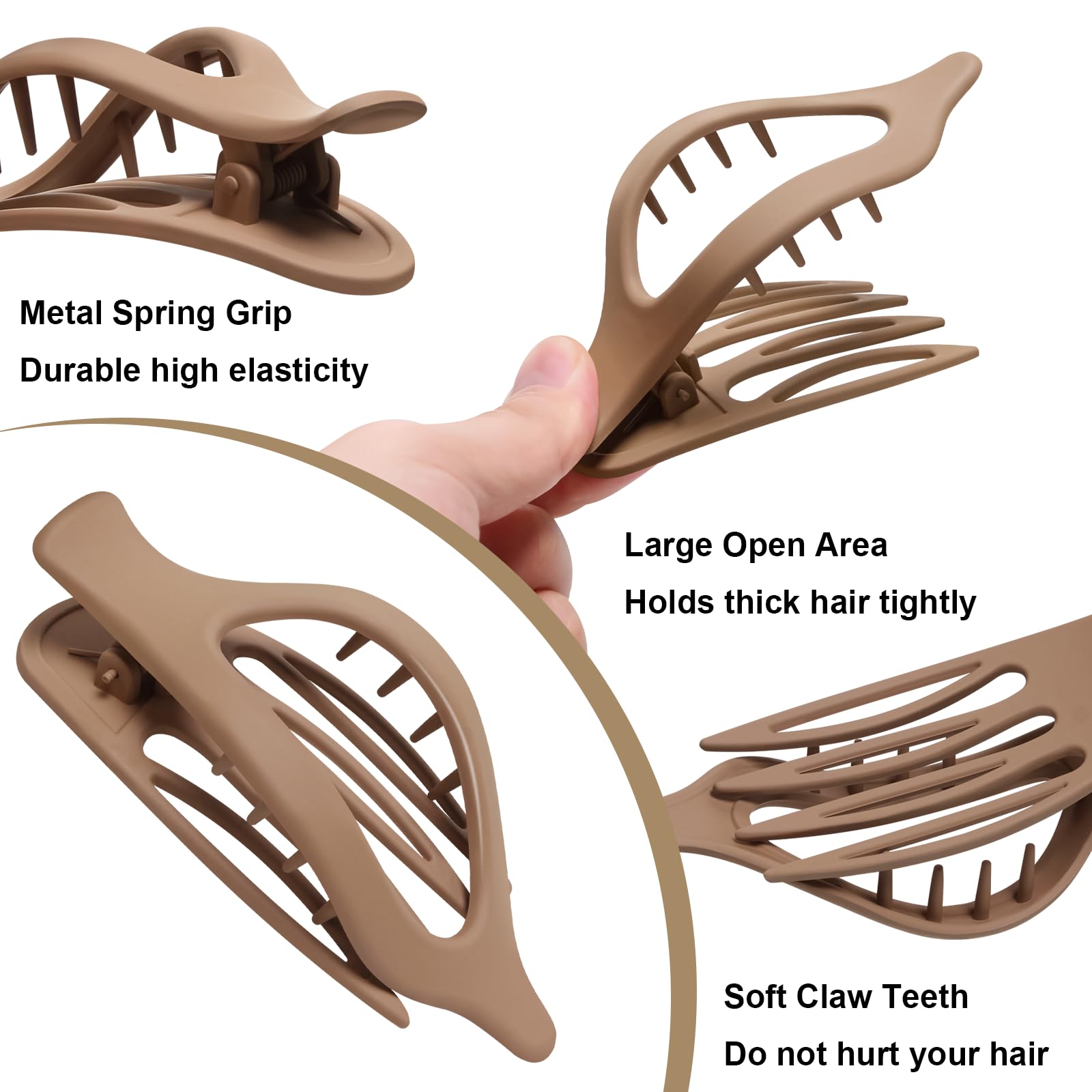 Flat Hair Clips 8 PCS Curved Design Hair Claw Clips for Thick Thin Hair Strong Hold No Slip Matte Hair Clips for Women and Girls Lying Driving - Image 2